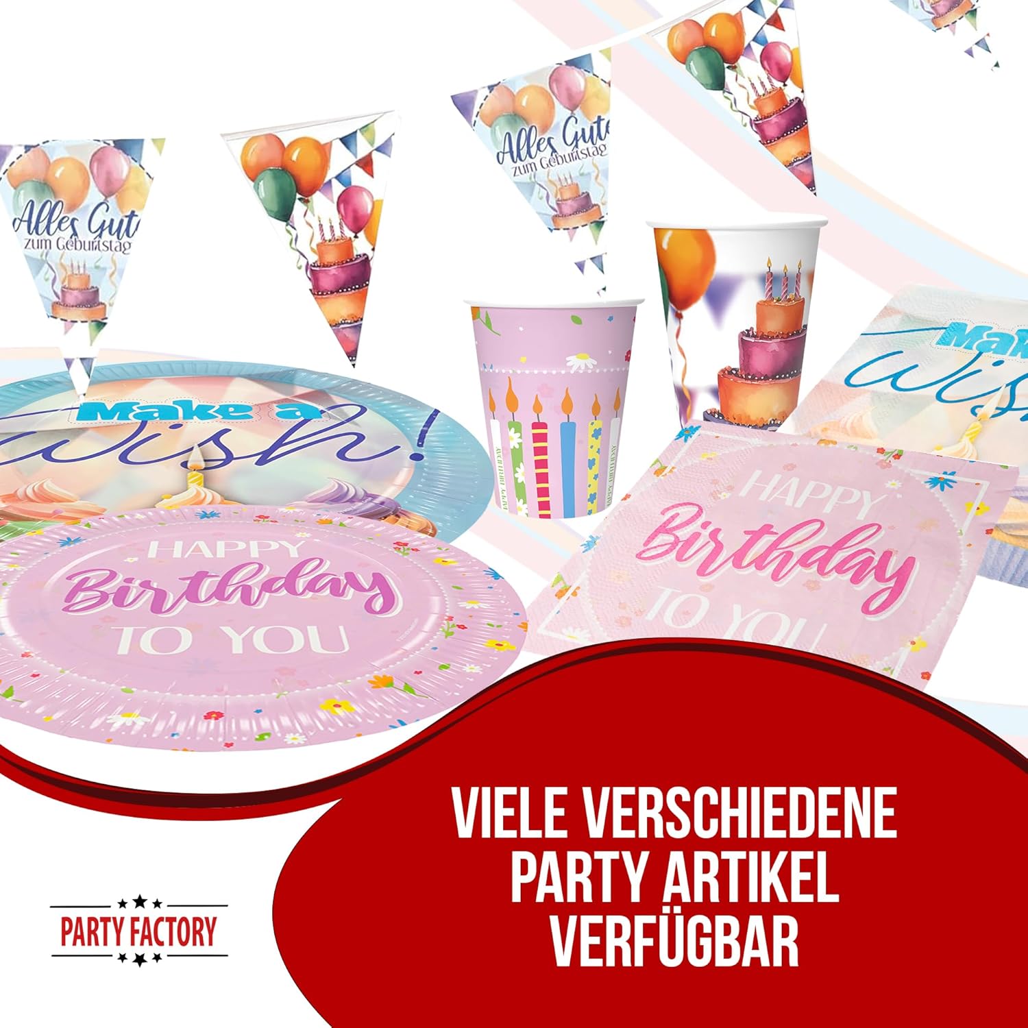 Happy Birthday Servietten Pastell Watercolor 3-lagig 20er 5