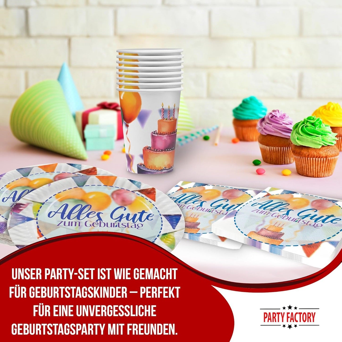 Happy Birthday Watercolor 36-teiliges Party Geschirr-Set 2