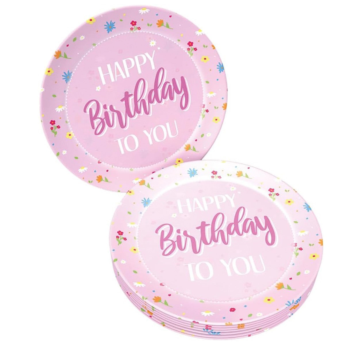 Happy Birthday Rosa Teller 8er-Pack Ø 23 cm zarte Deko für den Geburtstag