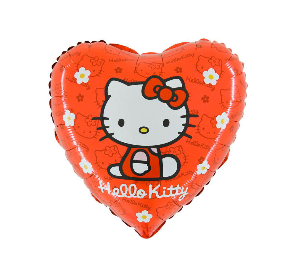 Hello Kitty Herz Folienballon ø45cm rot weiß Herz-Ballon mit Katze für Mädchen