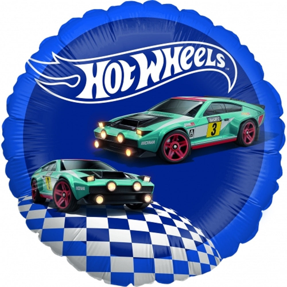 Hot Wheels Folienballon rund 45 cm Rennwagen blau