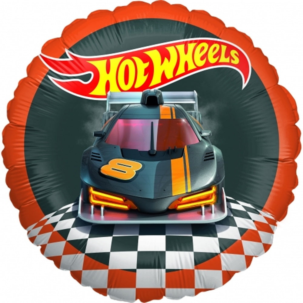Hot Wheels Folienballon rund 45 cm Rennwagen rot