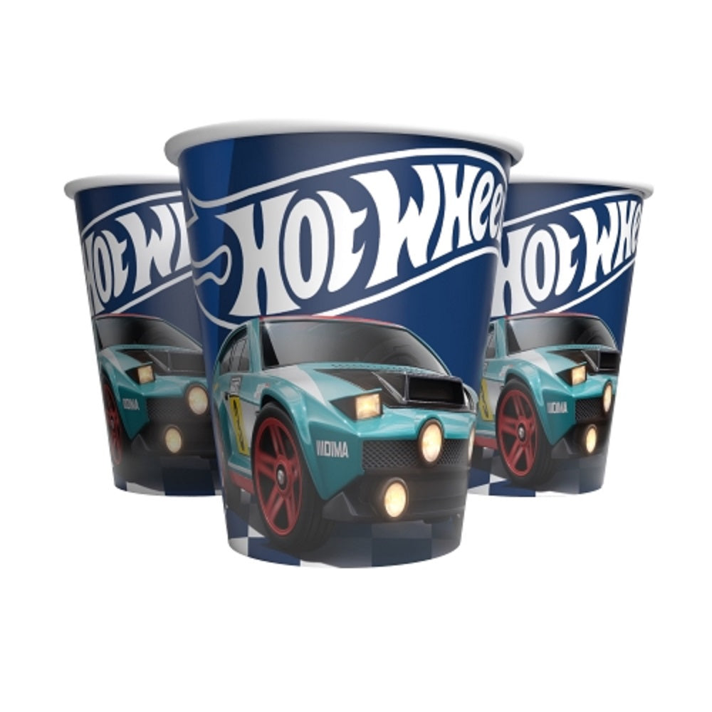 Hot Wheels Pappbecher 250 ml 8er Rennwagen blau