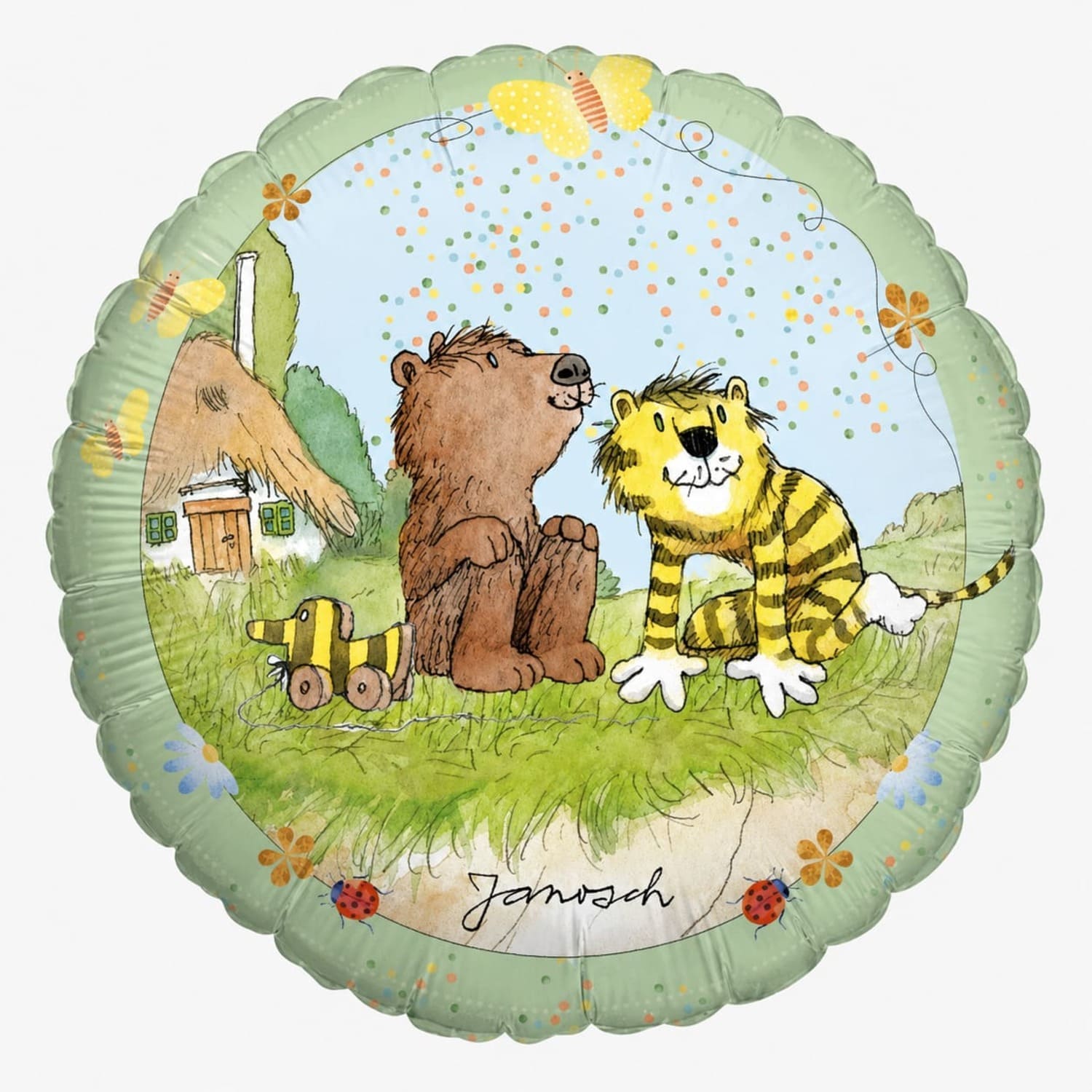 Janosch Folienballon Tiger & Bär pastellig rund 45 cm