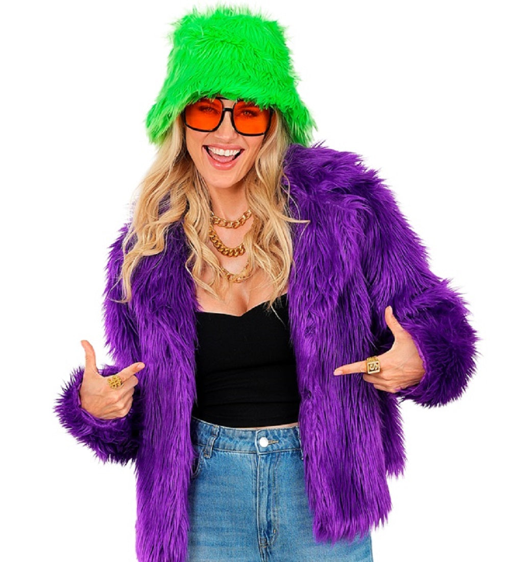 Felljacke in Neon Auswahl für Damen S/M L/XL XXL aus Kunstfell Rave Plüschjacke in 90 Jahre Style 8