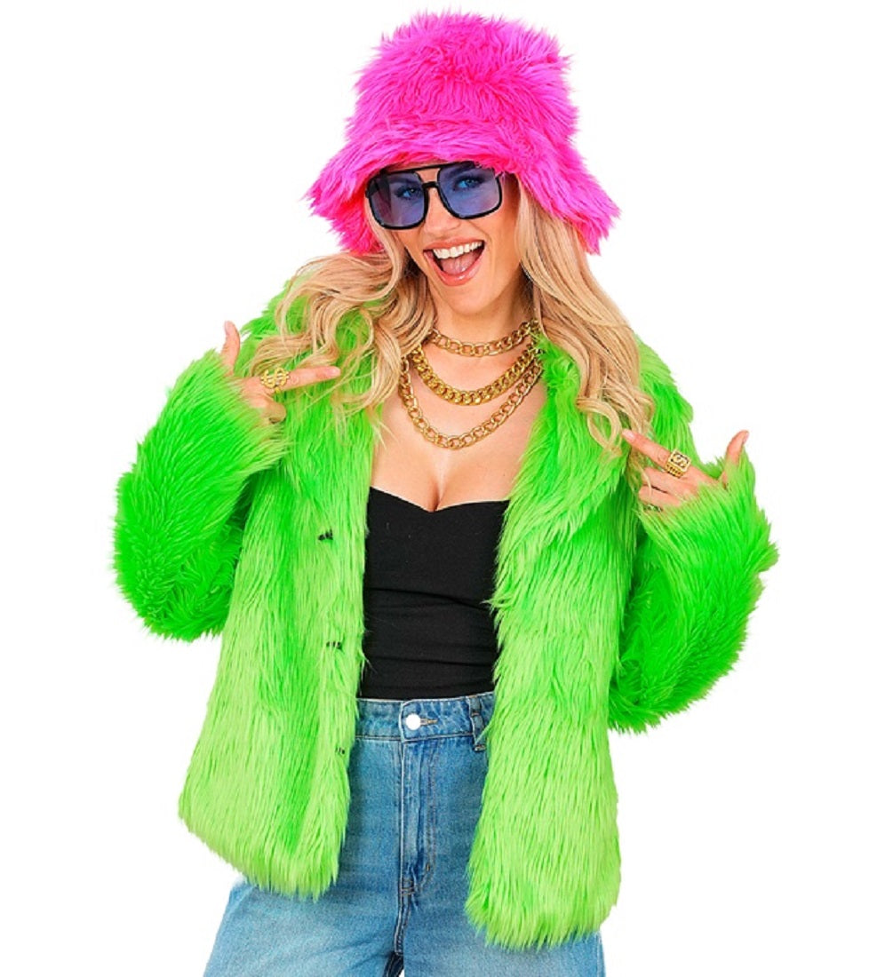 Felljacke in Neon Auswahl für Damen S/M L/XL XXL aus Kunstfell Rave Plüschjacke in 90 Jahre Style 10