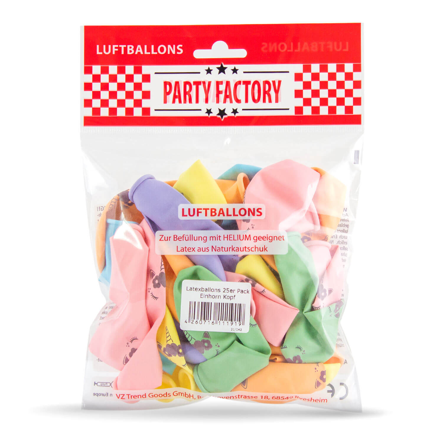 Latexballons 25er Pack Einhorn Kopf 2
