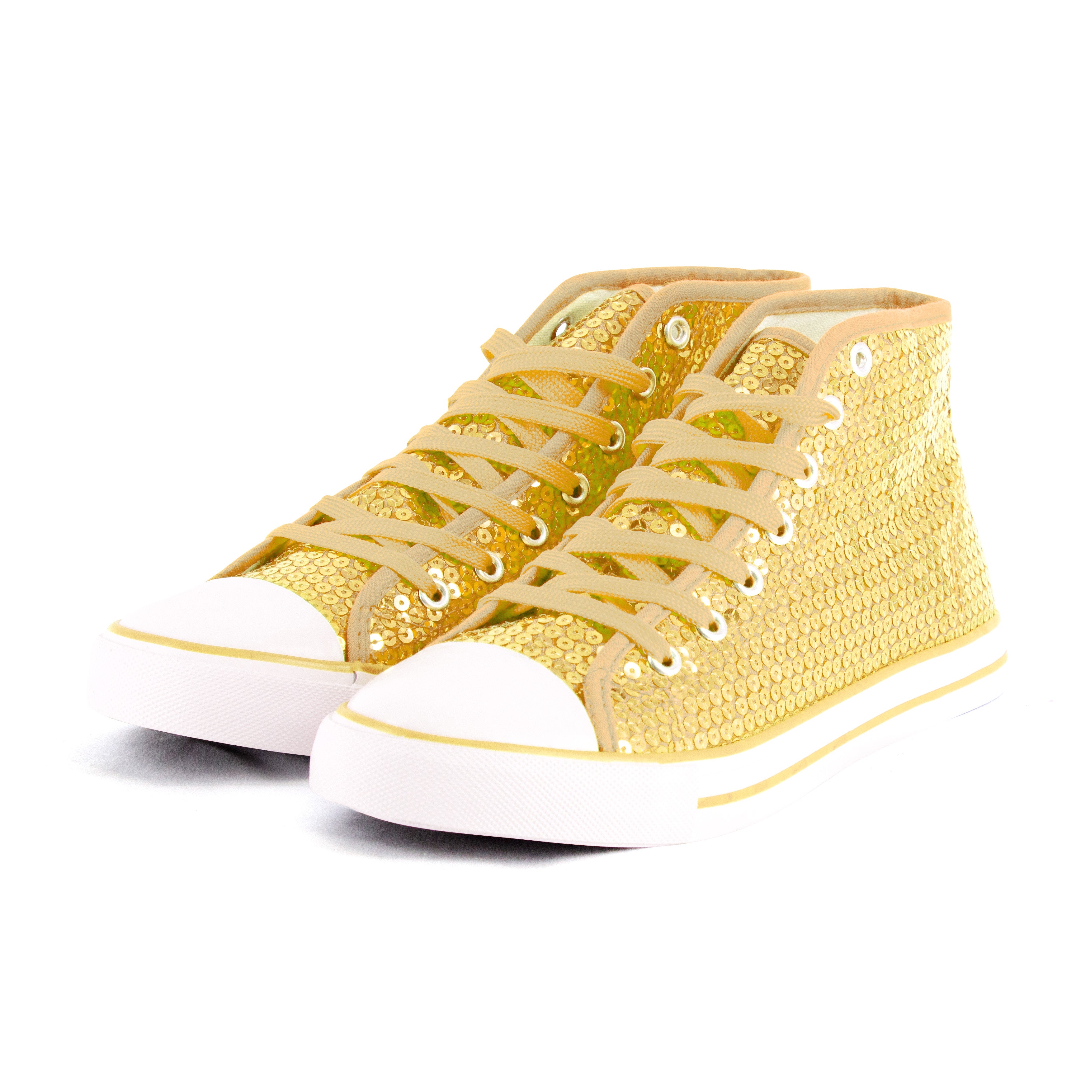 Pailletten Sneaker gold Glitzer-Schuhe für Damen Herren Designer Schnürer Größe 36-42