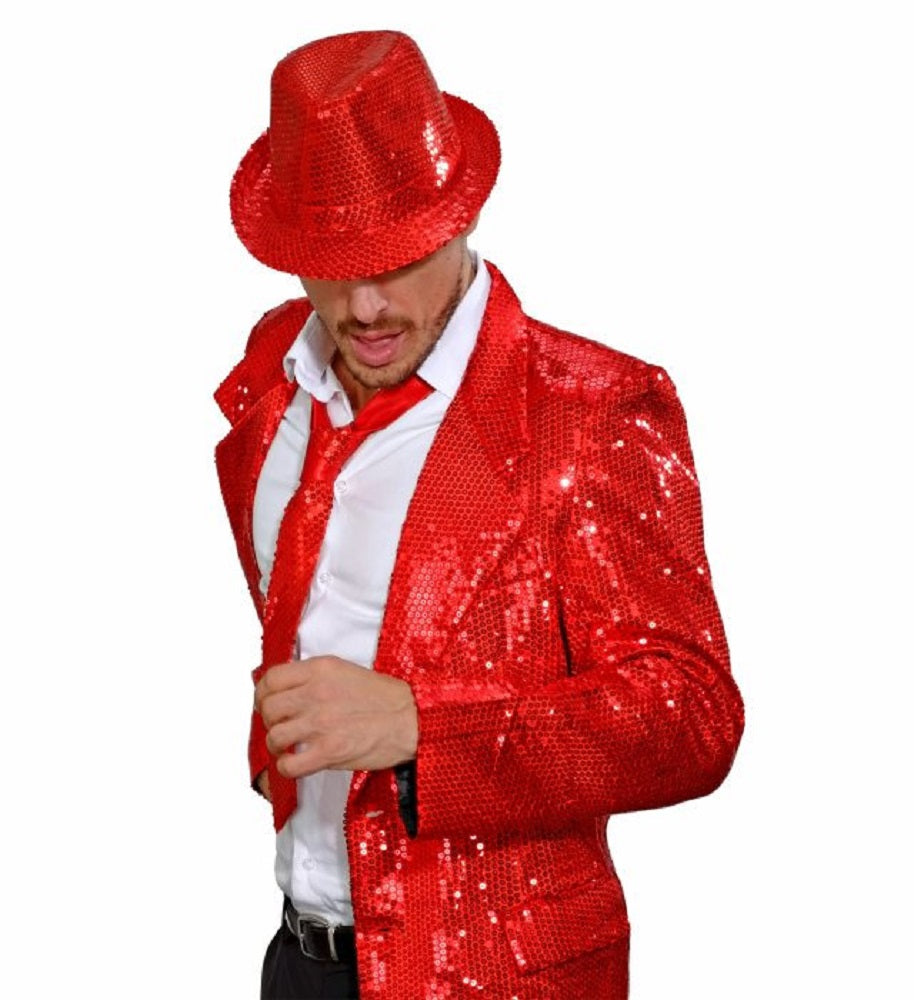 Paillettenkrawatte rot glänzende Party-Krawatte 2