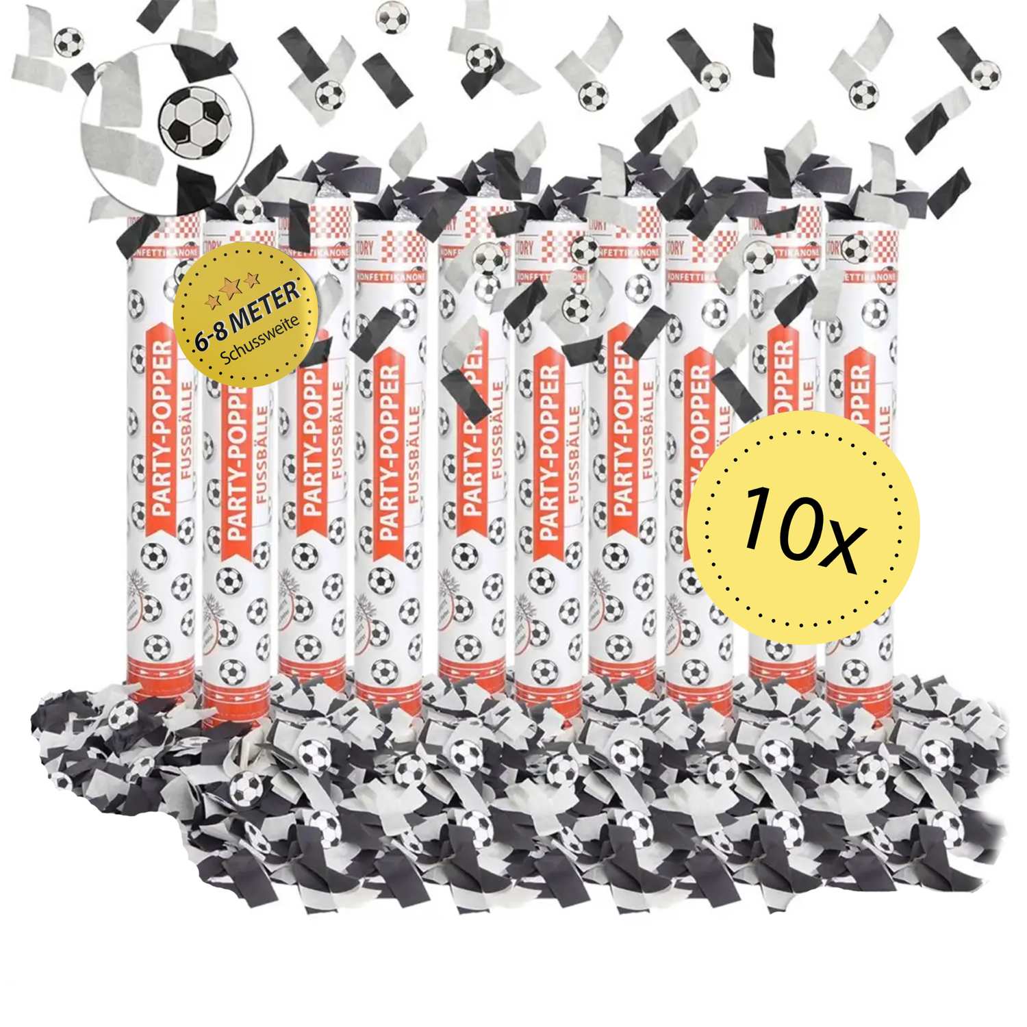 Party-Popper 40 cm, Fussbälle, 10er Set 1