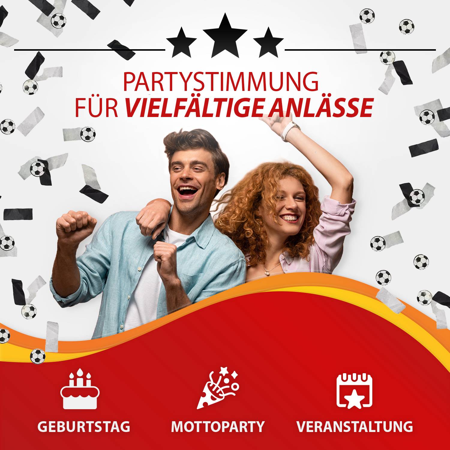Party-Popper 40 cm, Fussbälle, 5er Set 2