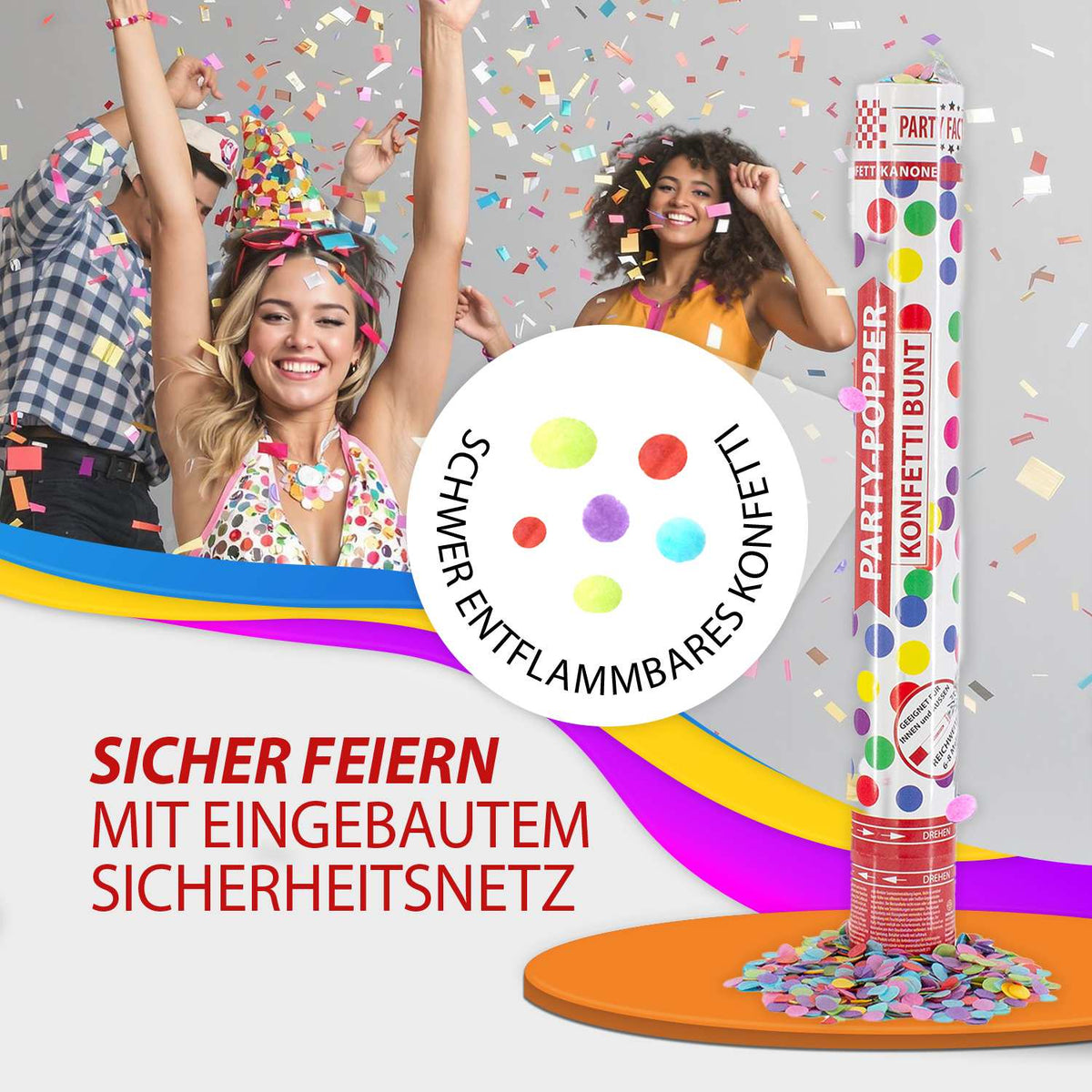 Party-Popper 40 cm buntes Konfetti 12er Set 6