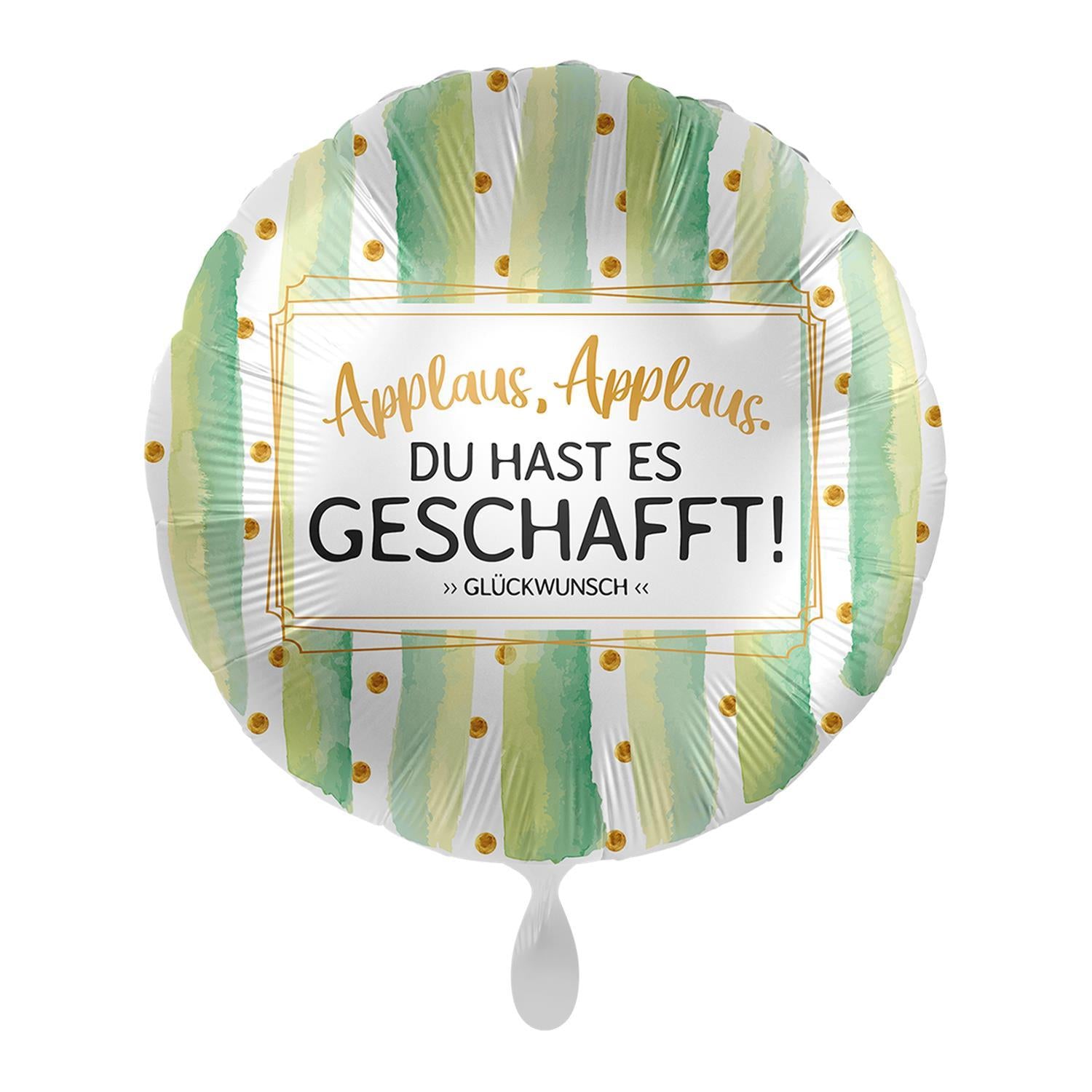 Party Factory Folienballon Du hast es geschafft Heliumballon grün gold Ø 43cm