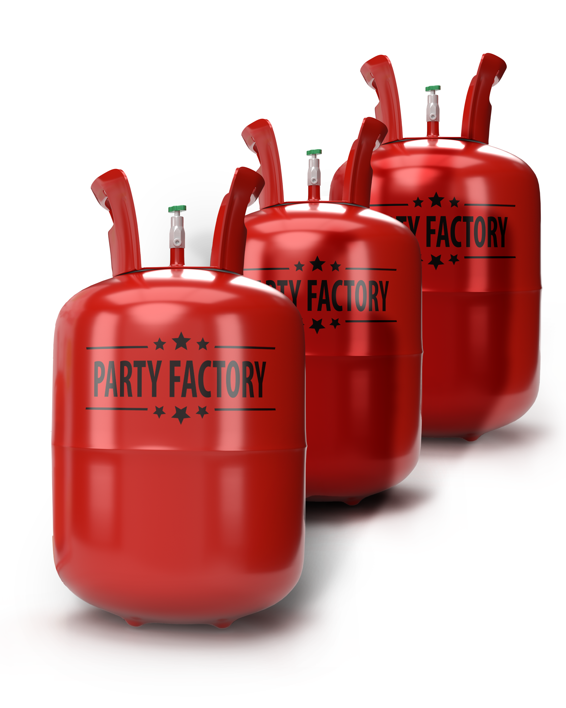 Party Factory Set mit 3 Heliumflaschen für je 50 Ballons, je 400l Gasfüllung für Party-Latex-. Folienballons