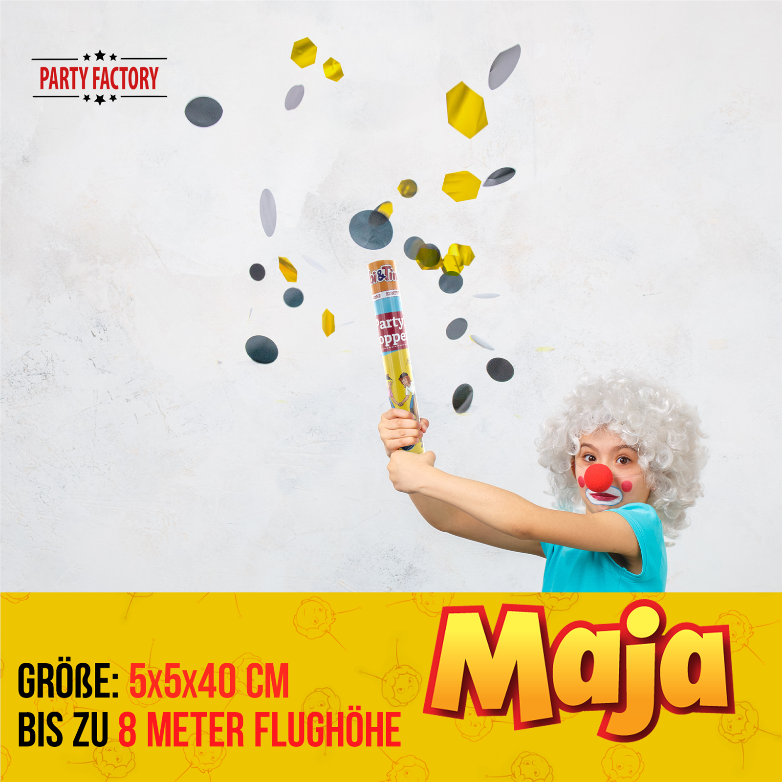 Party Factory `Biene Maja´ Party Popper 10er Set, 40 cm Konfettikanone mit bunt schimmerndem Konfetti, bis zu 8 m Flughöhe 3
