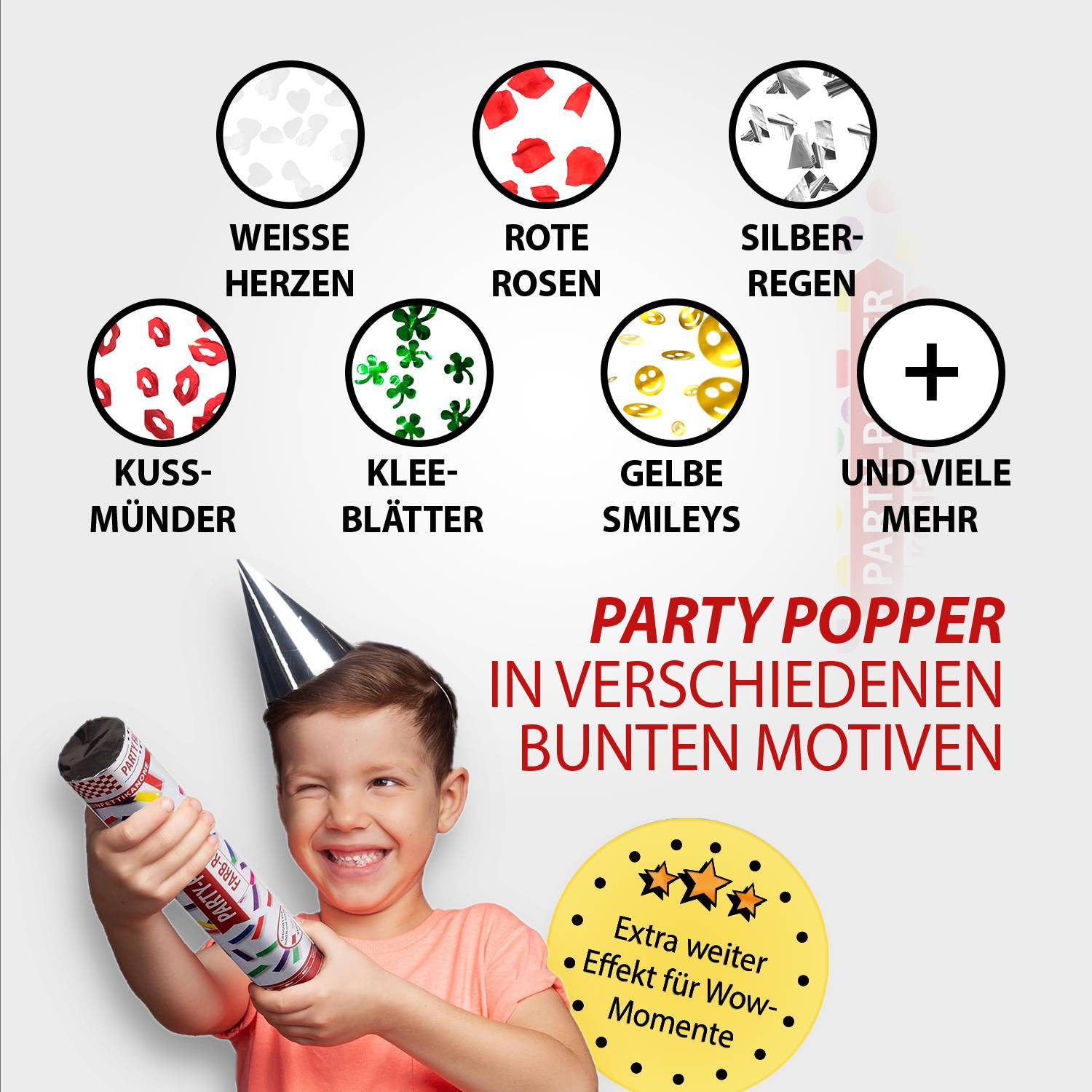 Party Popper 40cm Farbregen, 12er Set 5