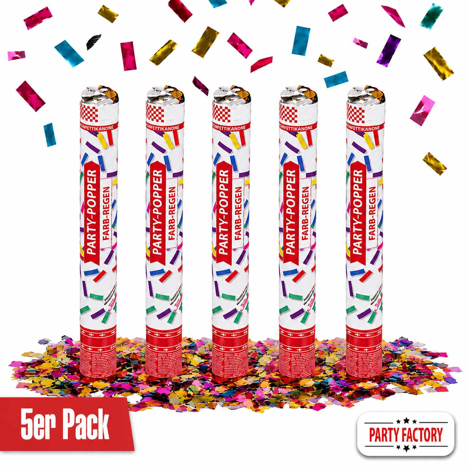 Party Popper 40cm Farbregen 5er Set