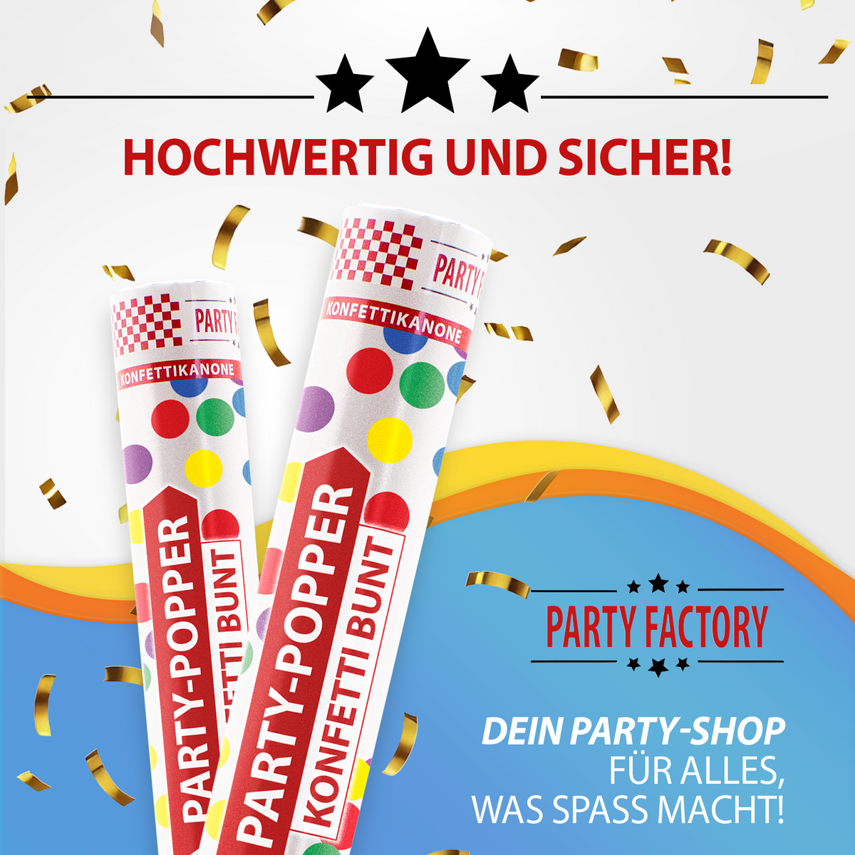 Party Popper 40cm Farbregen 5er Set 7