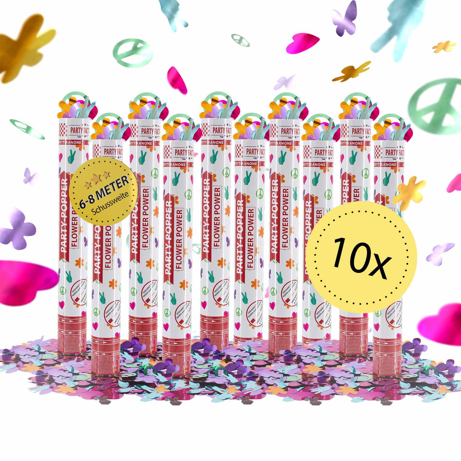 Party Popper 40 cm Flower Power 10er Set