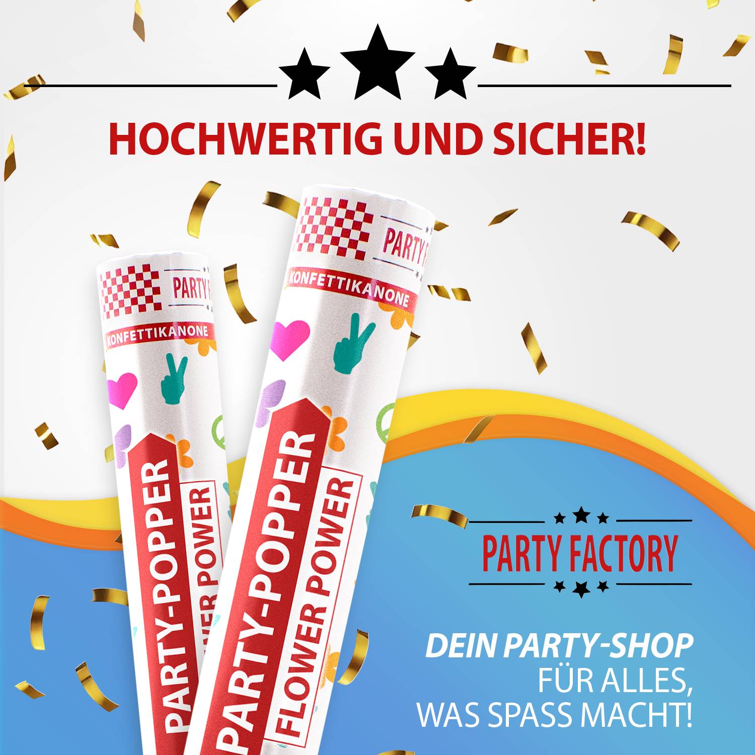 Party Popper 40 cm Flower Power 10er Set 7