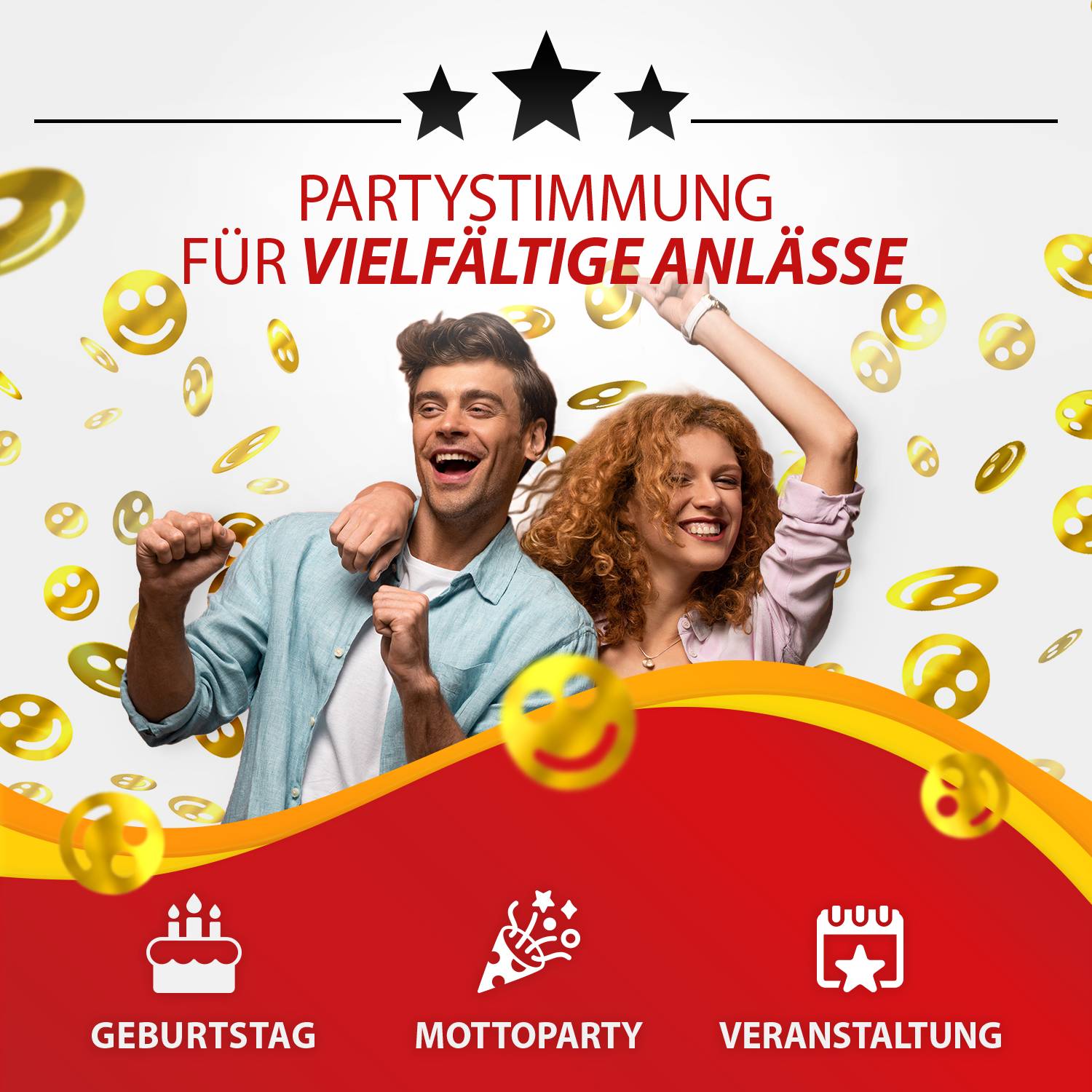 Party Popper 40 cm Gelbe Smileys 12er Set 2