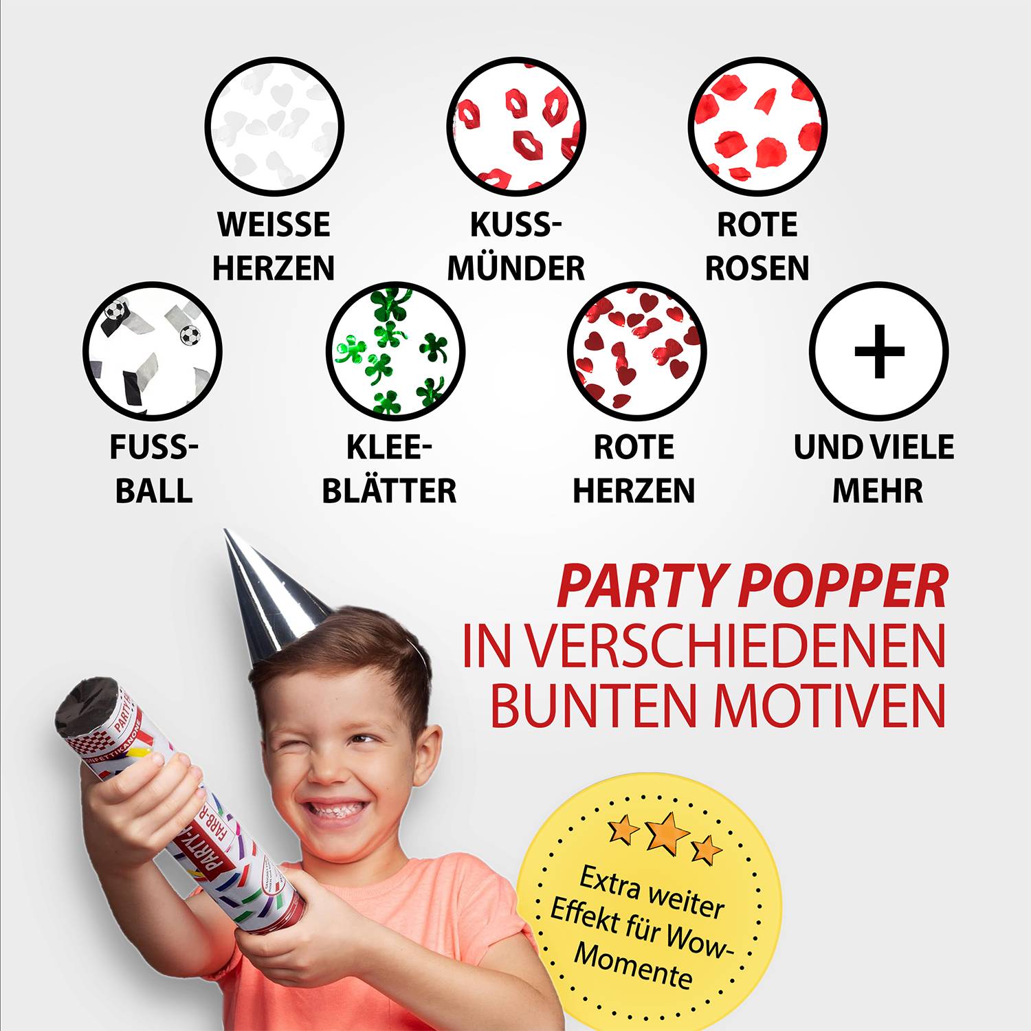 Party Popper 40 cm Gelbe Smileys 12er Set 5