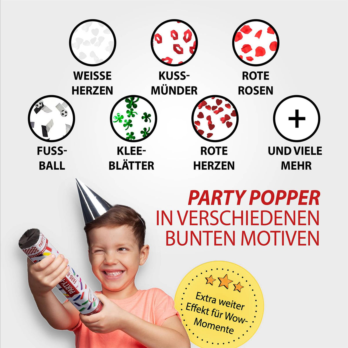 Party Popper 40 cm Gelbe Smileys 5er Set 5