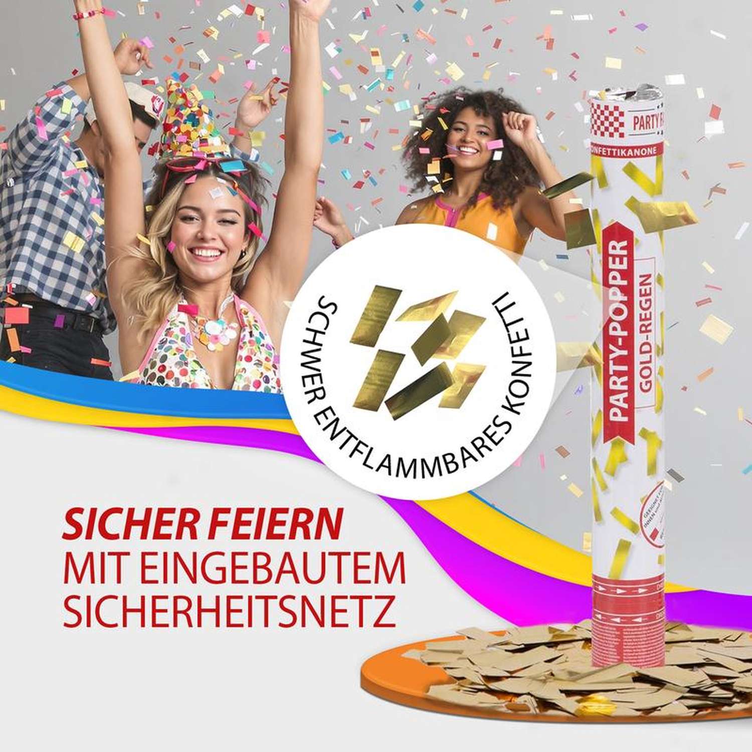 Party Popper 40cm Goldregen, 10er Set 6