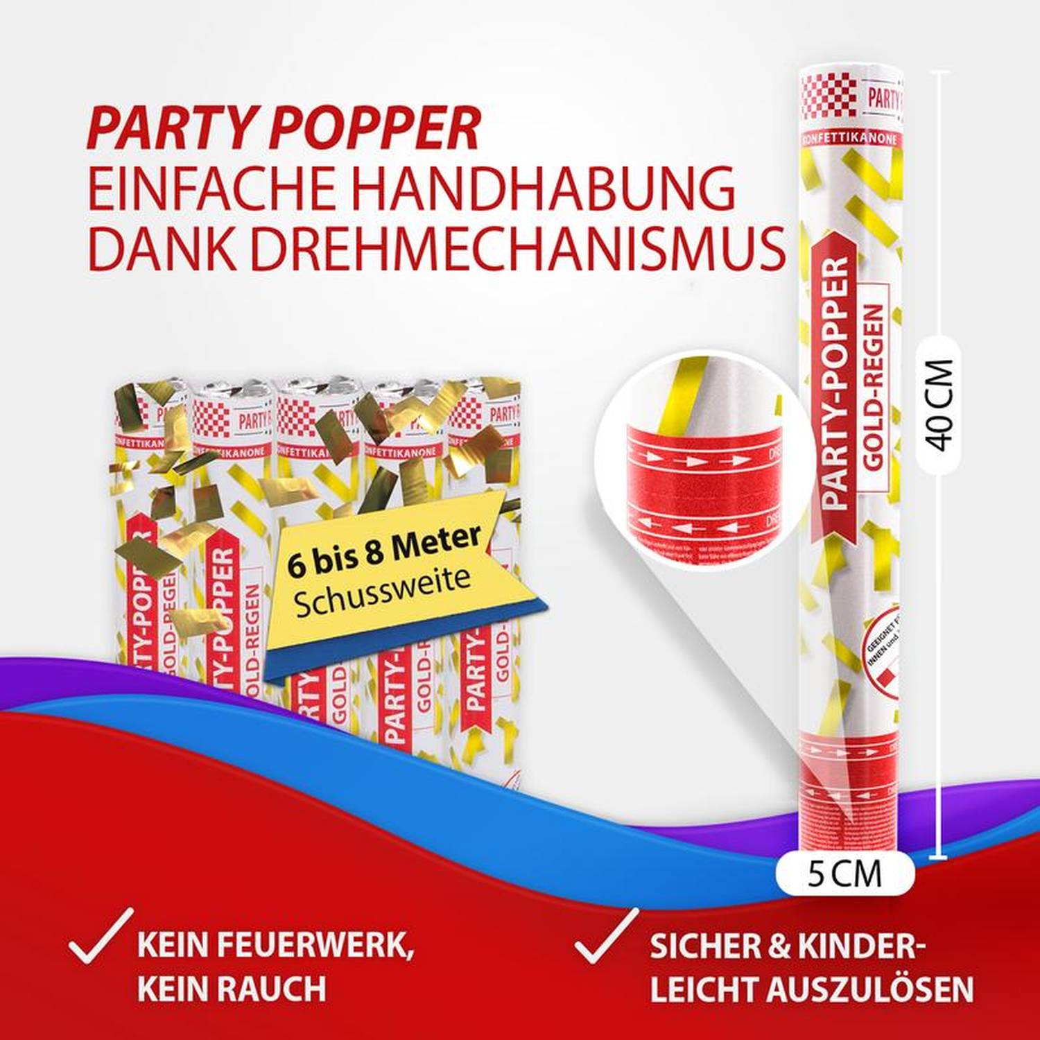 Party Popper 40cm Goldregen, 12er Set 4