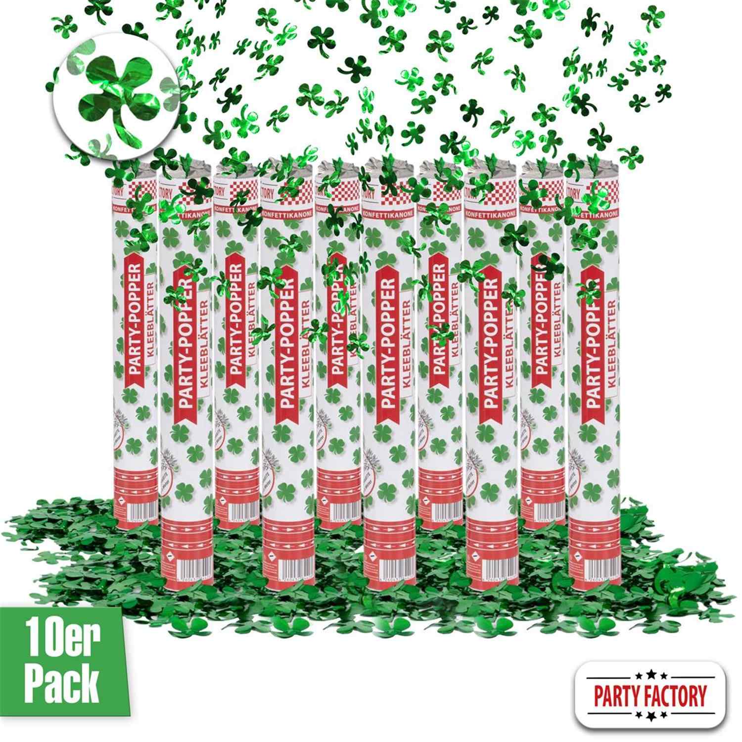Party Popper 40cm Kleeblatt, 10er Set