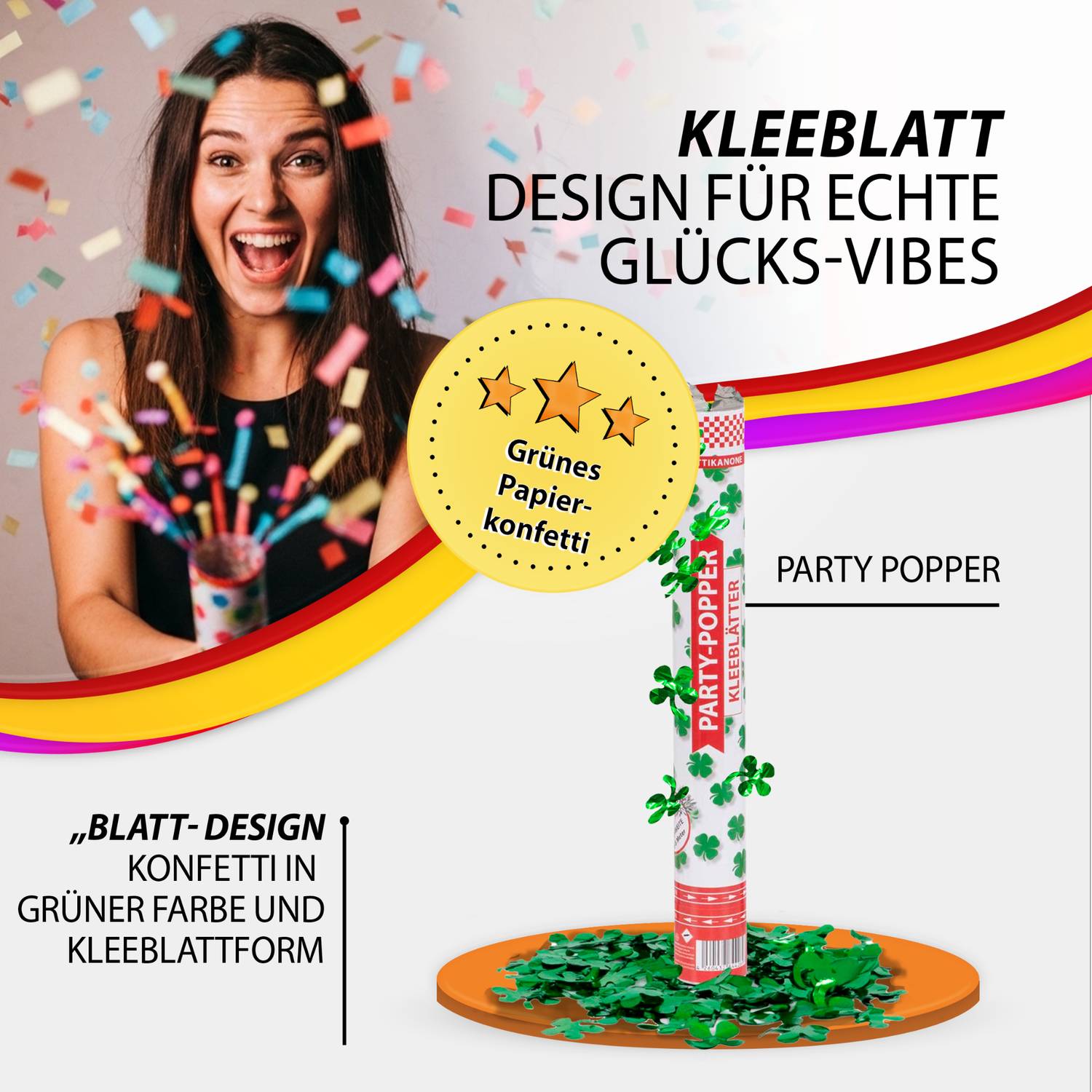 Party Popper 40cm Kleeblatt, 12er Set 3