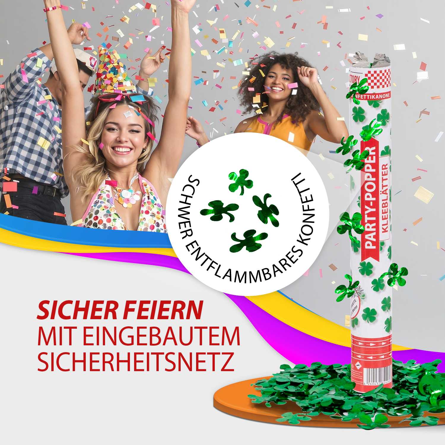 Party Popper 40cm Kleeblatt, 12er Set 6