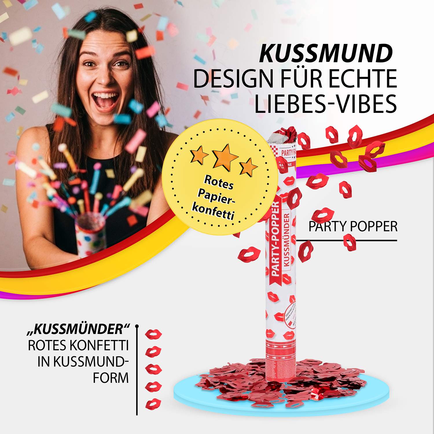 Party Popper 40cm Kussmund, 10er Set 5