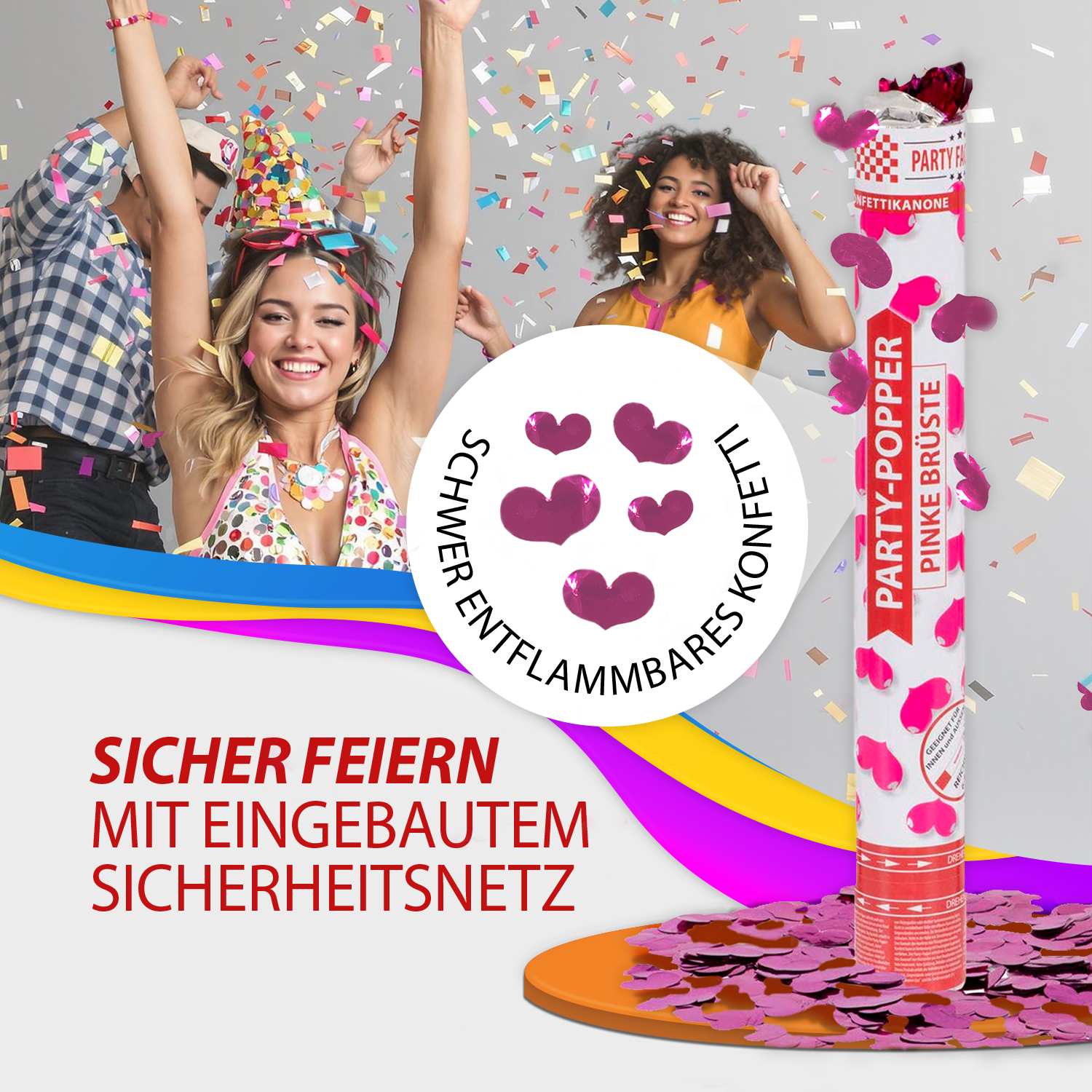 Party Popper 40cm Pinke Brüste, 12er Set 6