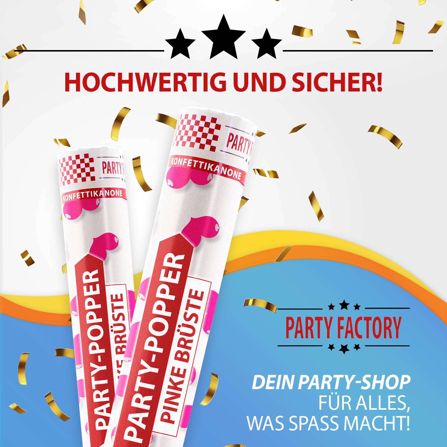 Party Popper 40cm Pinke Brüste, 12er Set 2