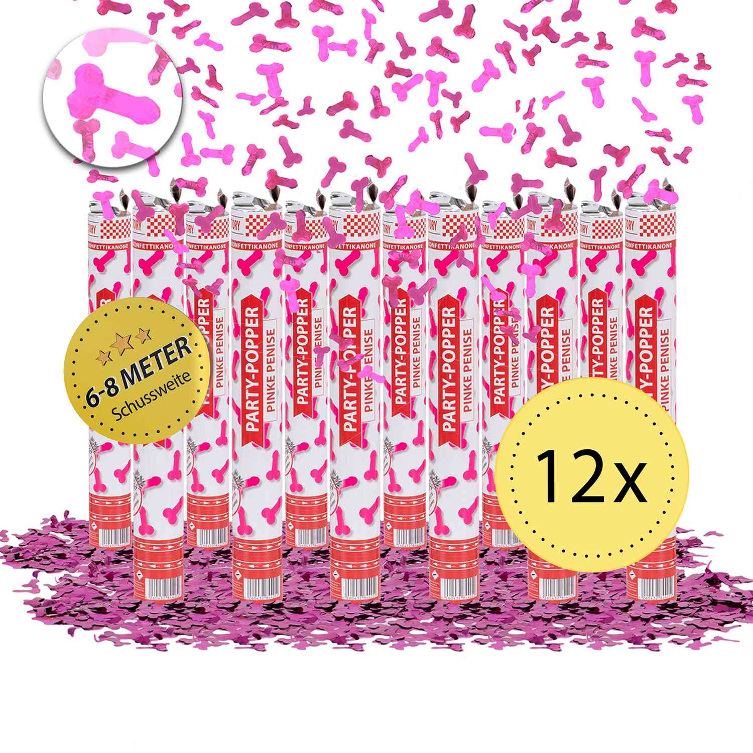 Party Popper 40cm Pinke Penisse 12er Set