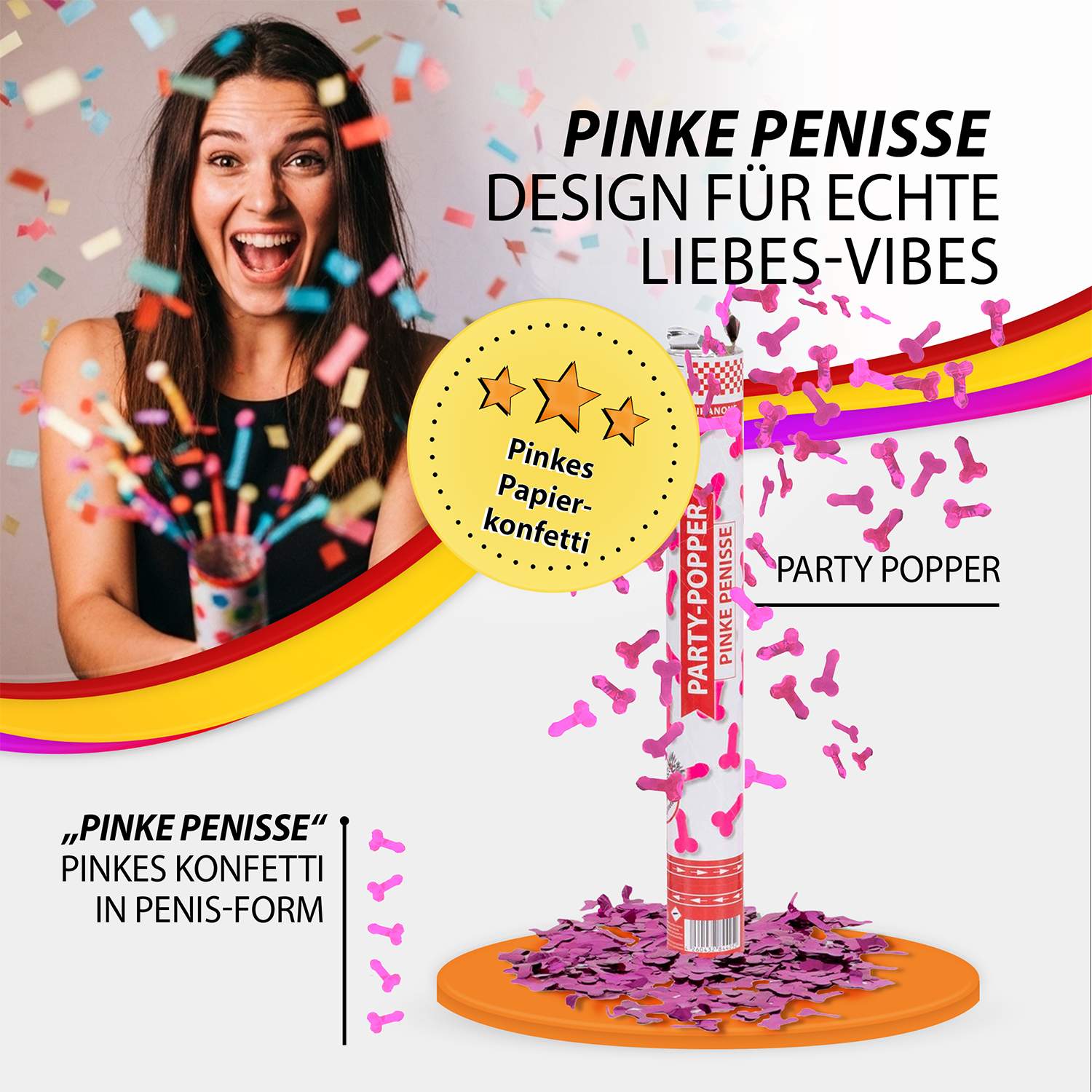 Party Popper 40cm Pinke Penisse 12er Set 3