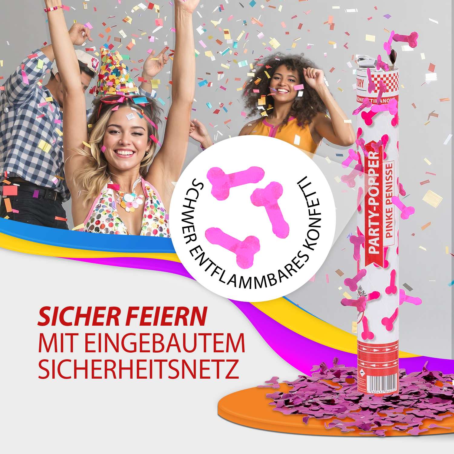 Party Popper 40cm Pinke Penisse 12er Set 6