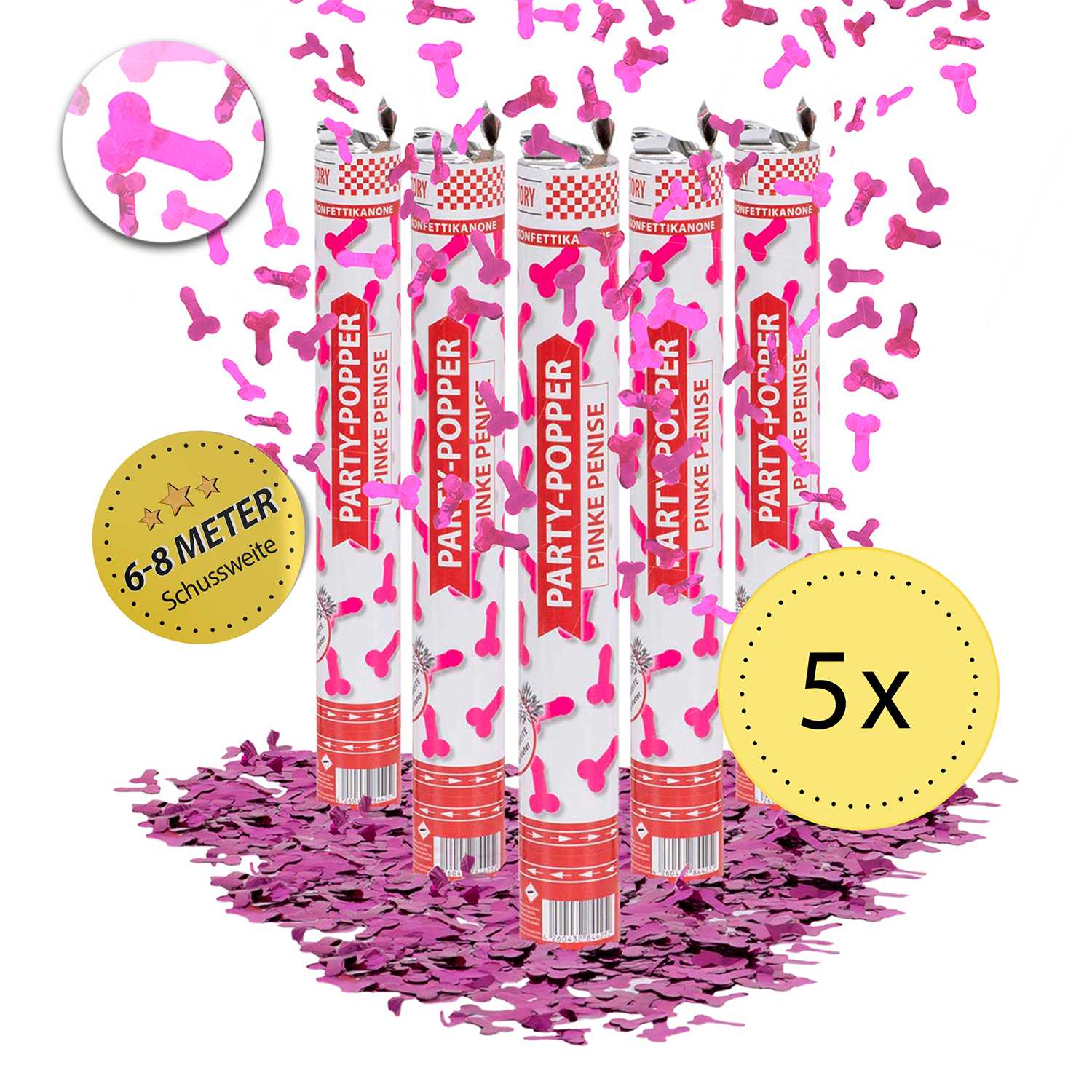 Party Popper 40cm Pinke Penisse 5er Set