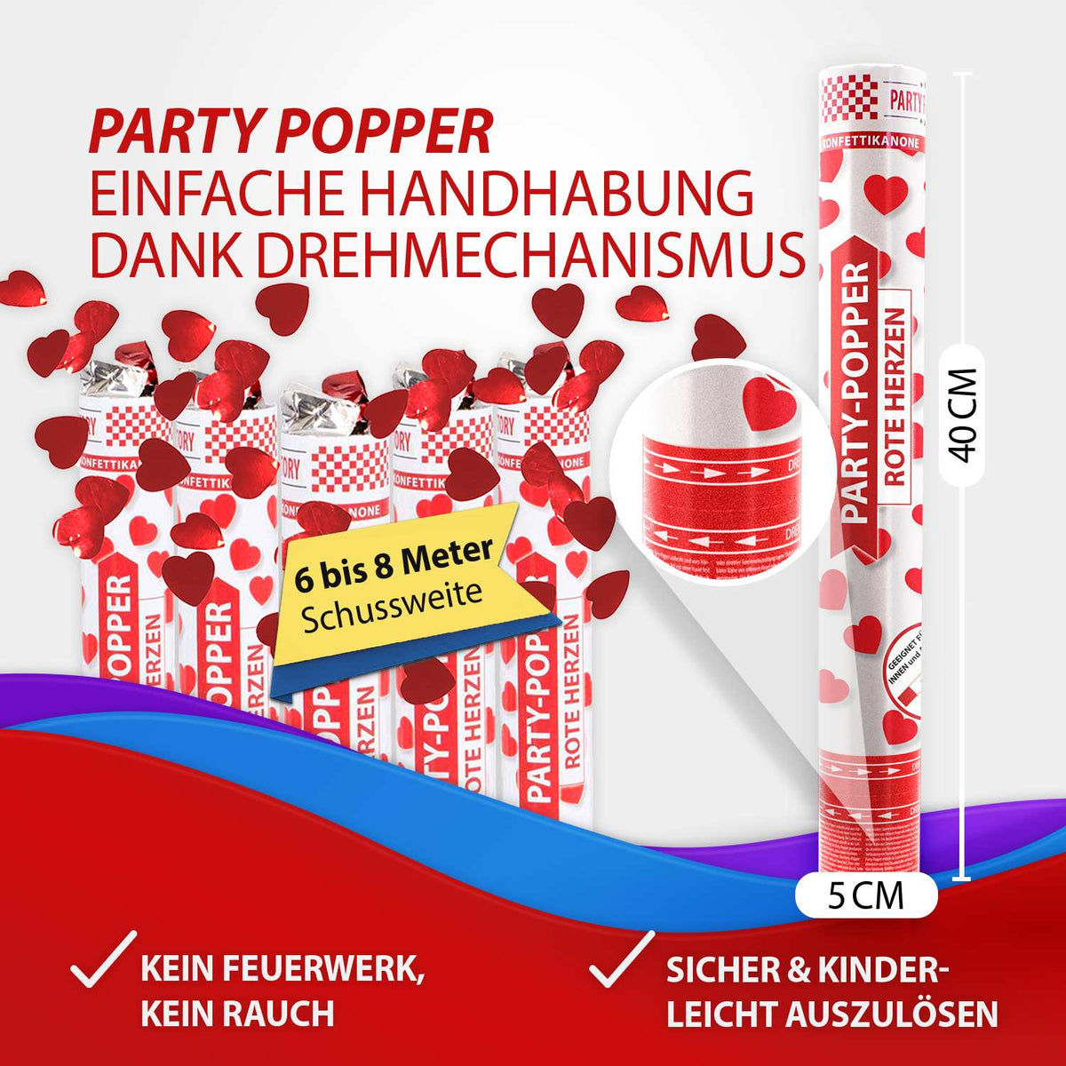 Party Popper 40cm Kussmund 5er Set 4