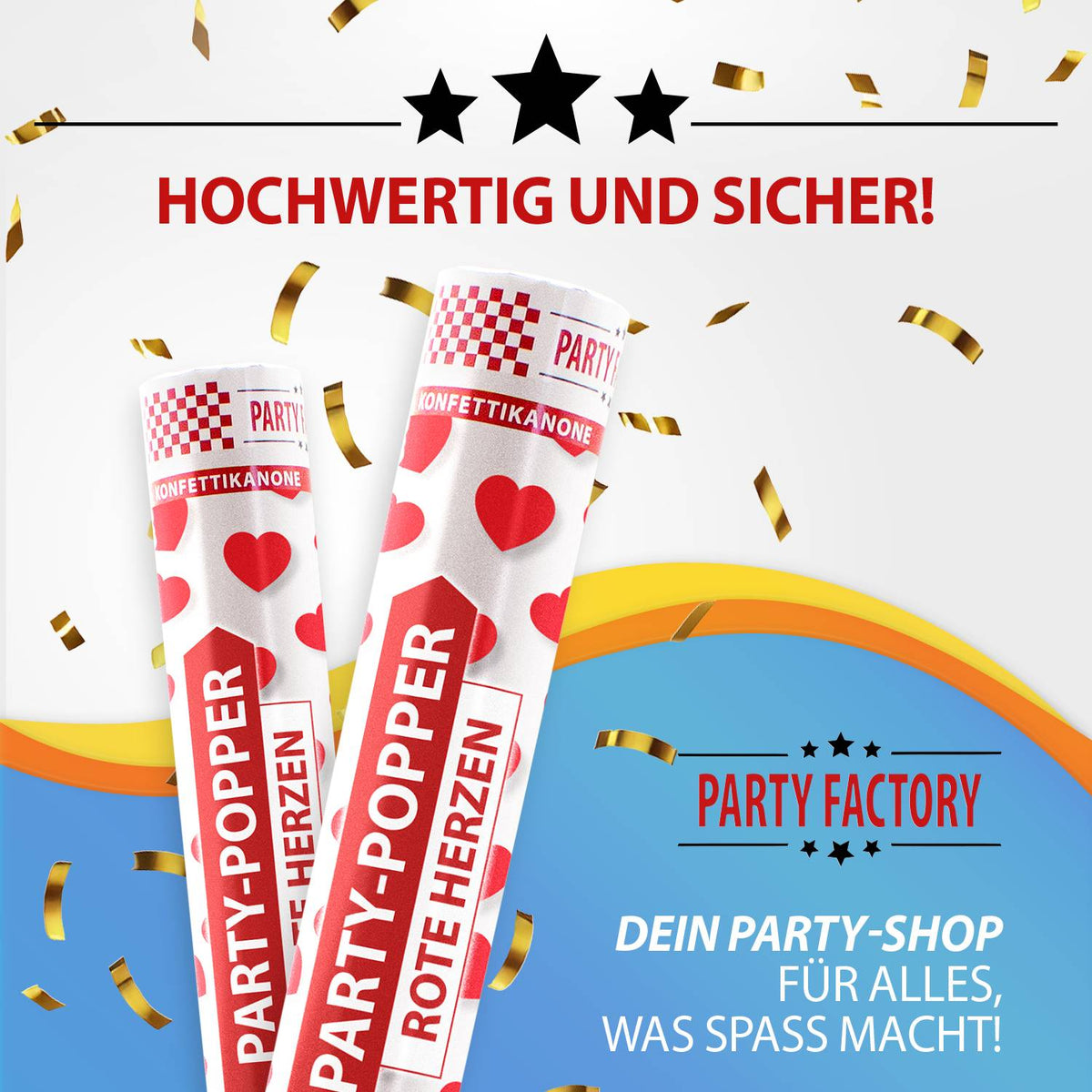 Party Popper 40cm Rote Herzen 5er Set 7