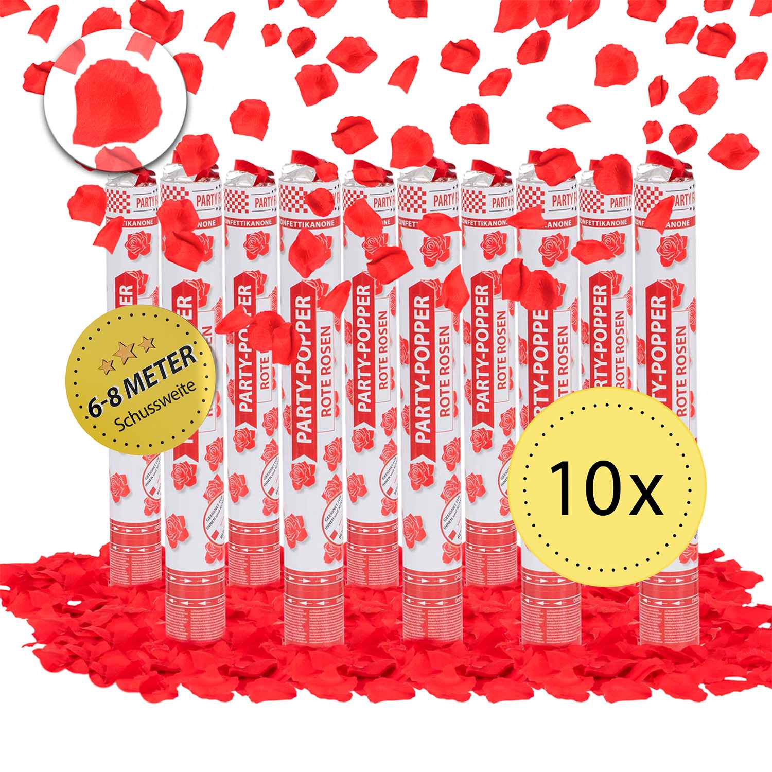 Party Popper 40cm Rote Rosen, 10er Set 1