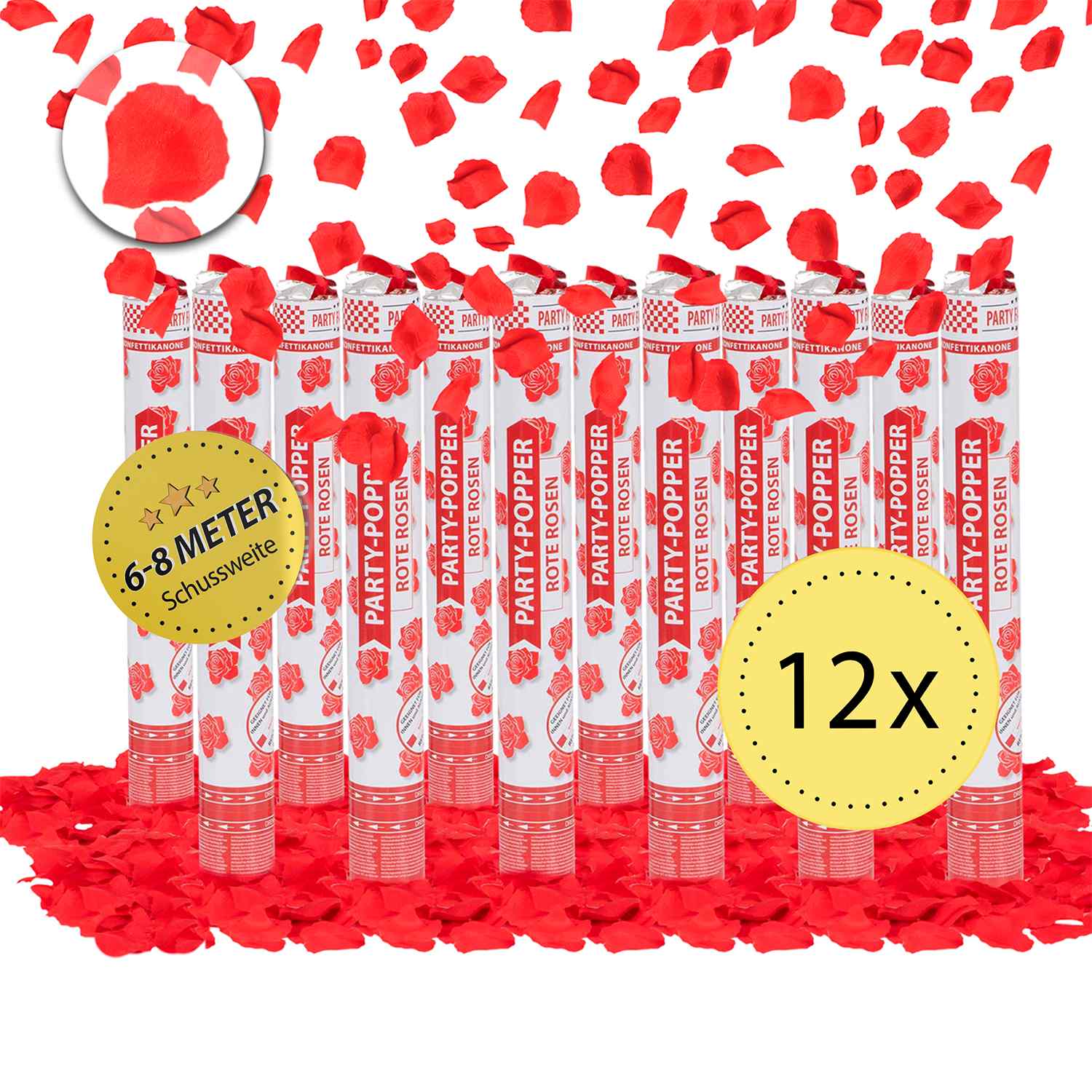 Party Popper 40cm Weiße Rosen