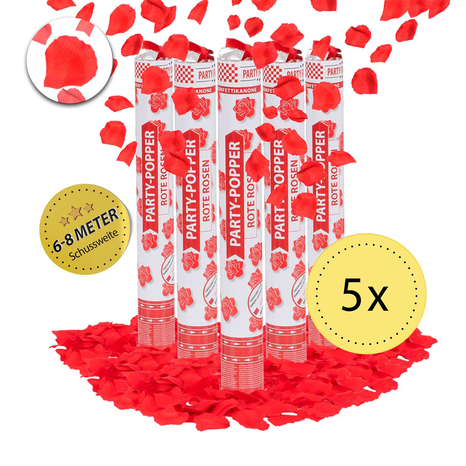 Party Popper 40cm Rote Rosen 5er Set