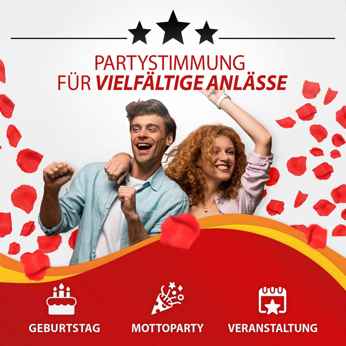 Party Popper 40cm Rote Rosen 5er Set 2