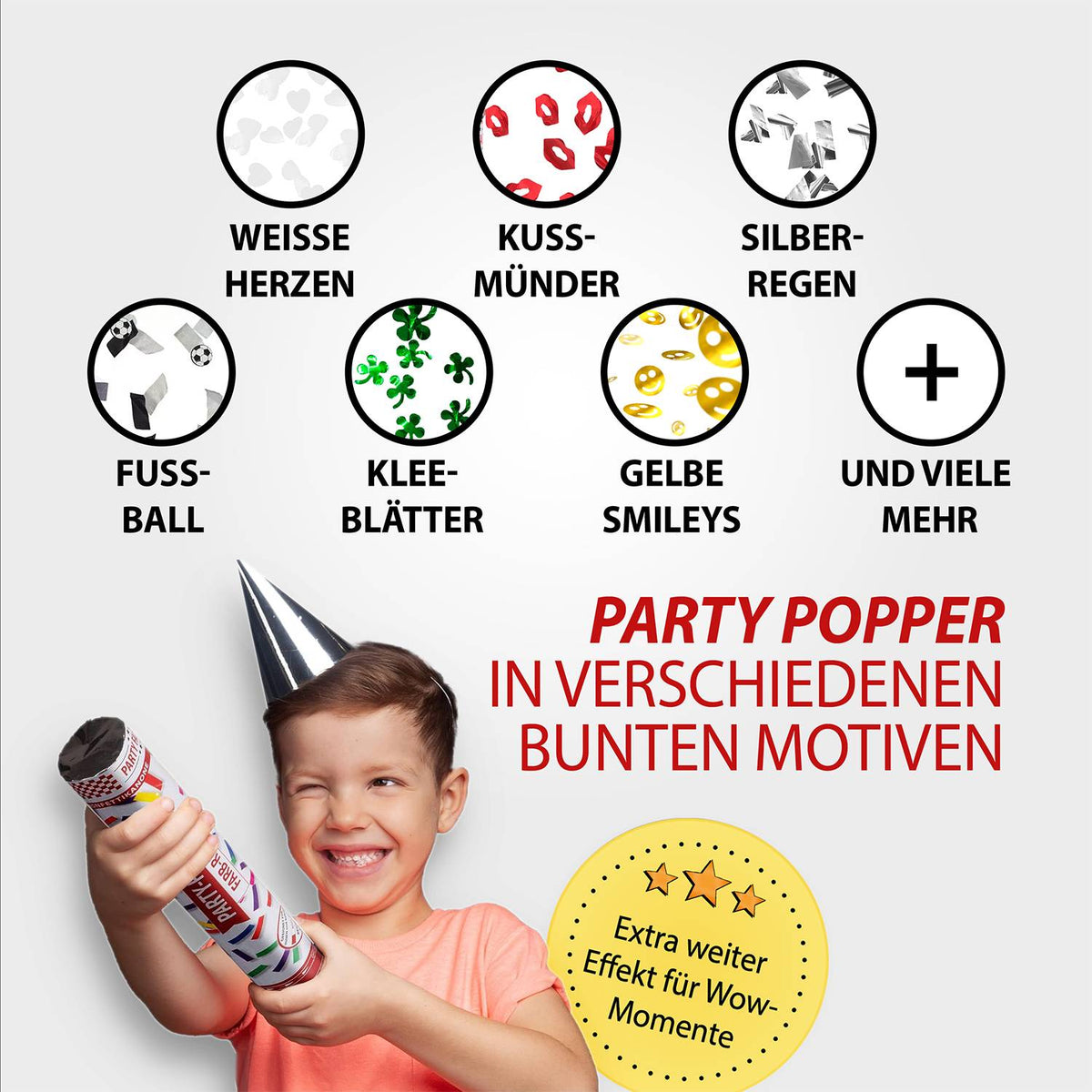 Party Popper 40cm Rote Rosen 5er Set 5