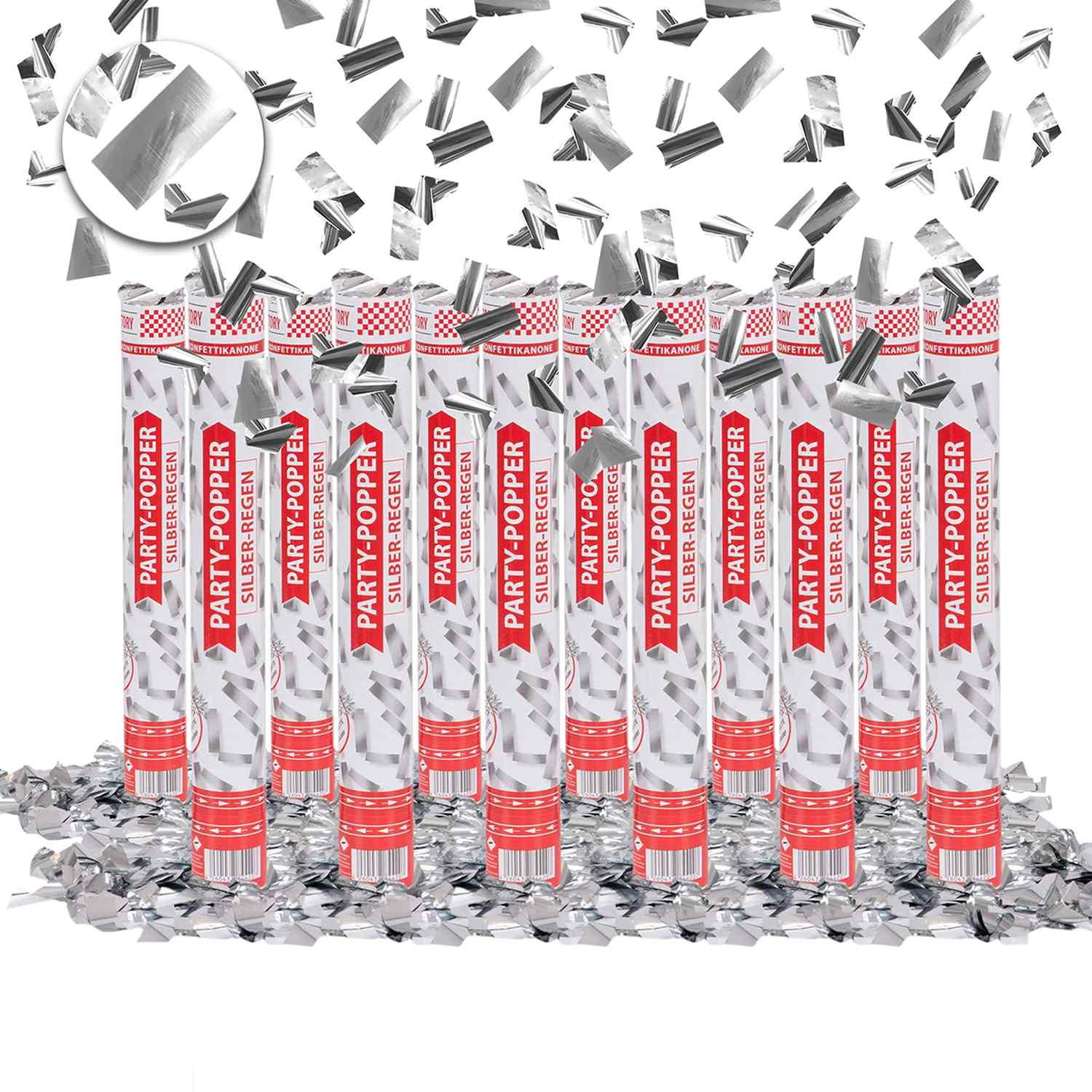 Party Popper 40cm Silber, 12er Set 8