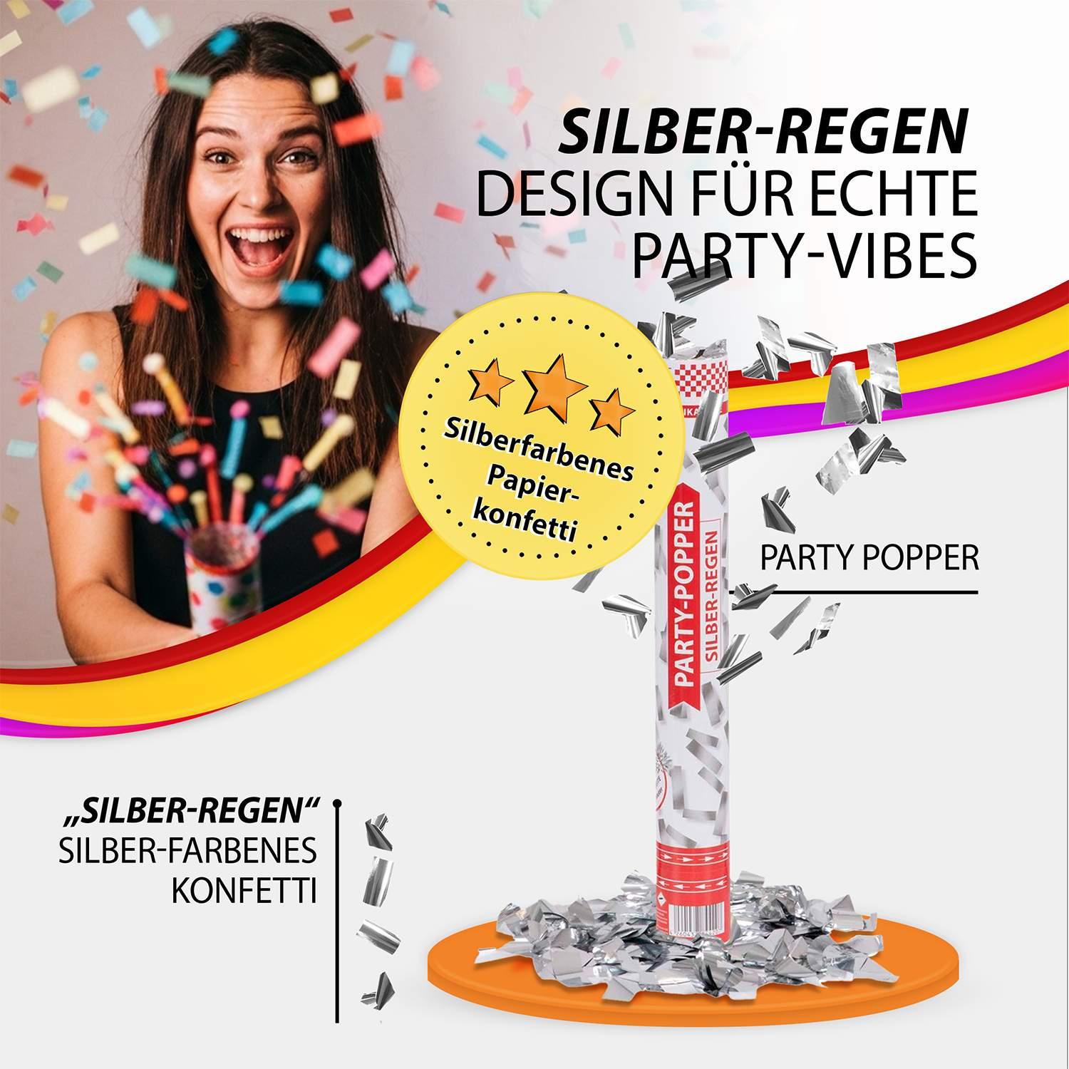 Party Popper 40cm Silber, 5er Set 3