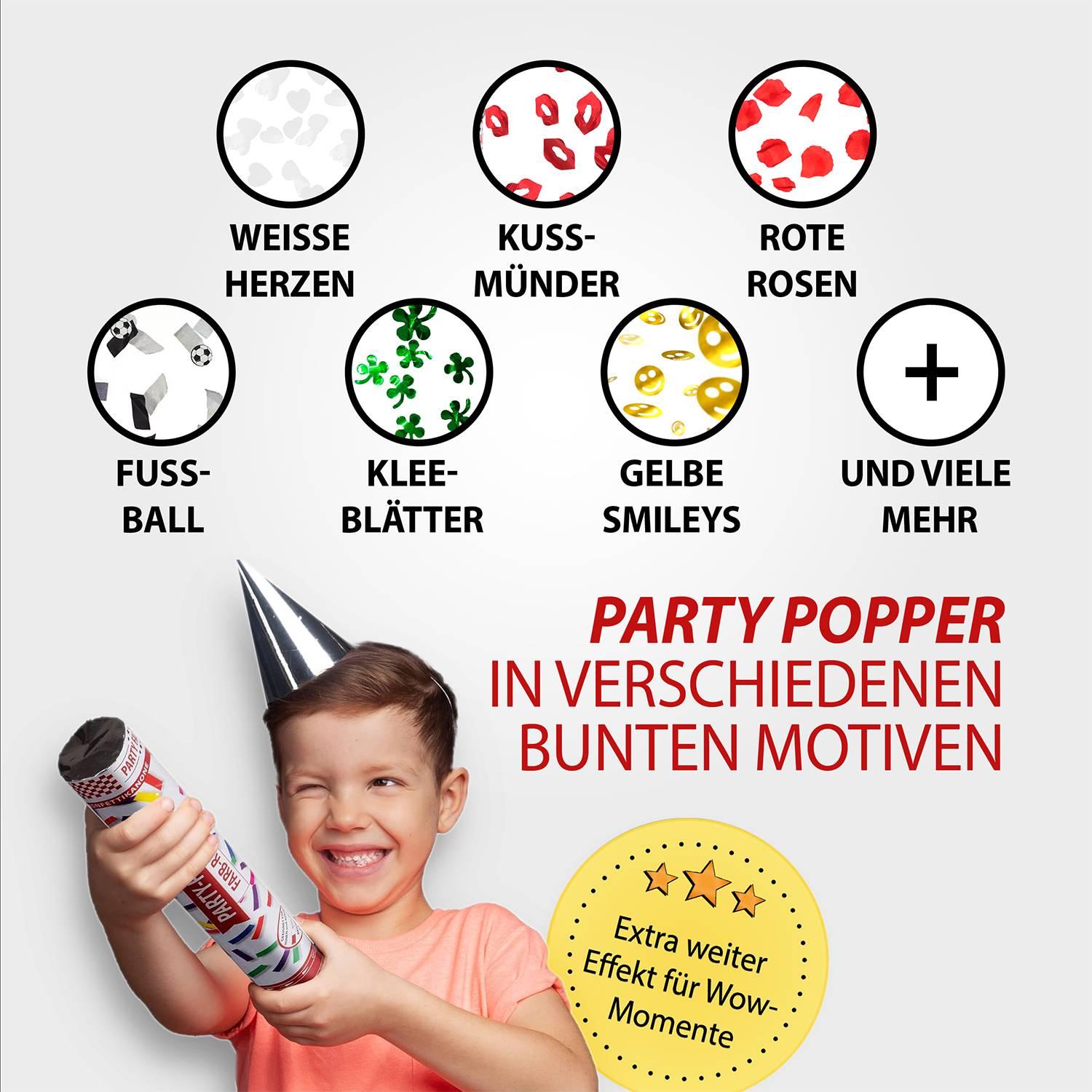 Party Popper 40cm Silber, 5er Set 5