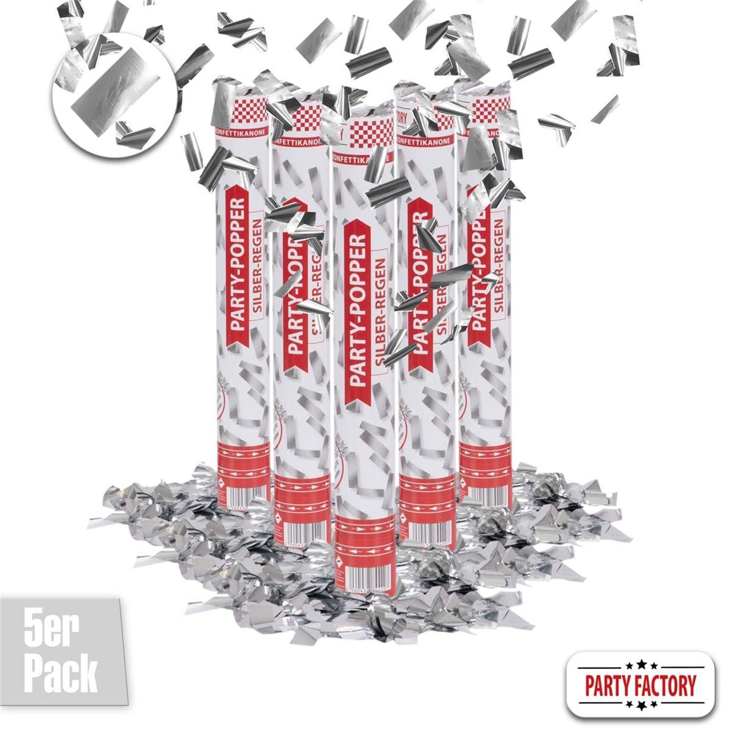 Party Popper 40cm Silber, 5er Set 8
